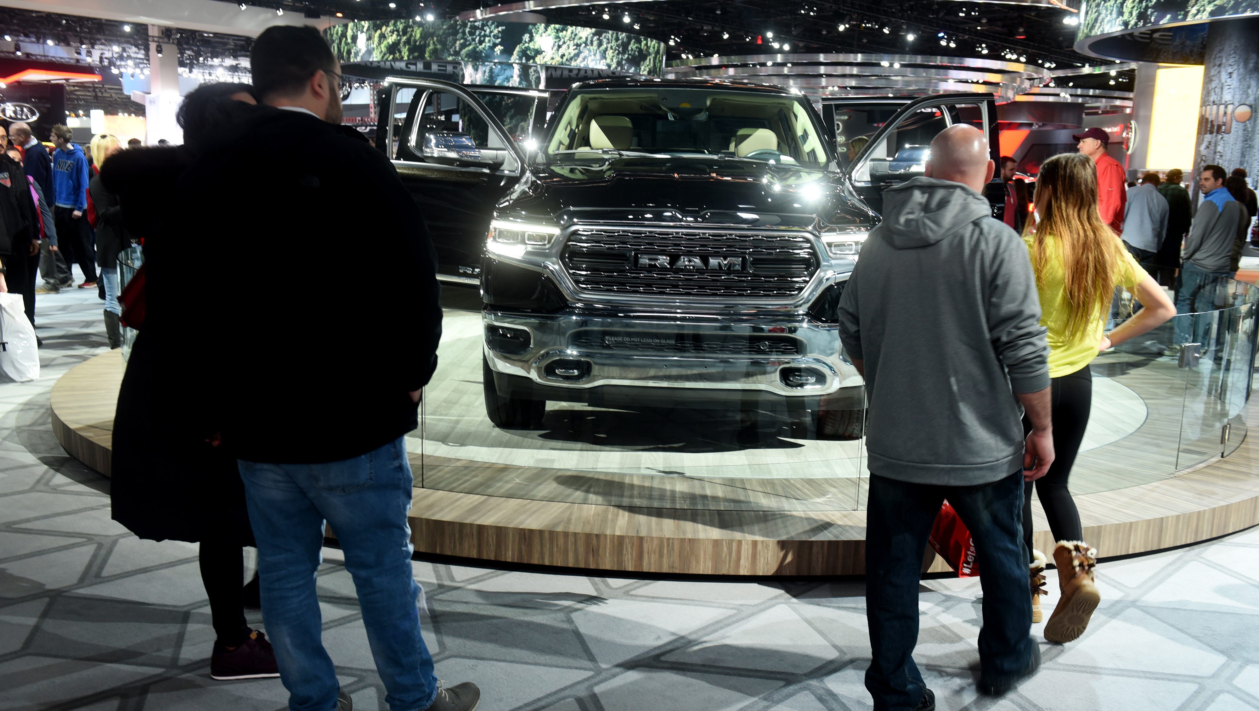 People surround the All-New 2019 Dodge Ram 1500 Limited on Saturday, January 20, 2018.
