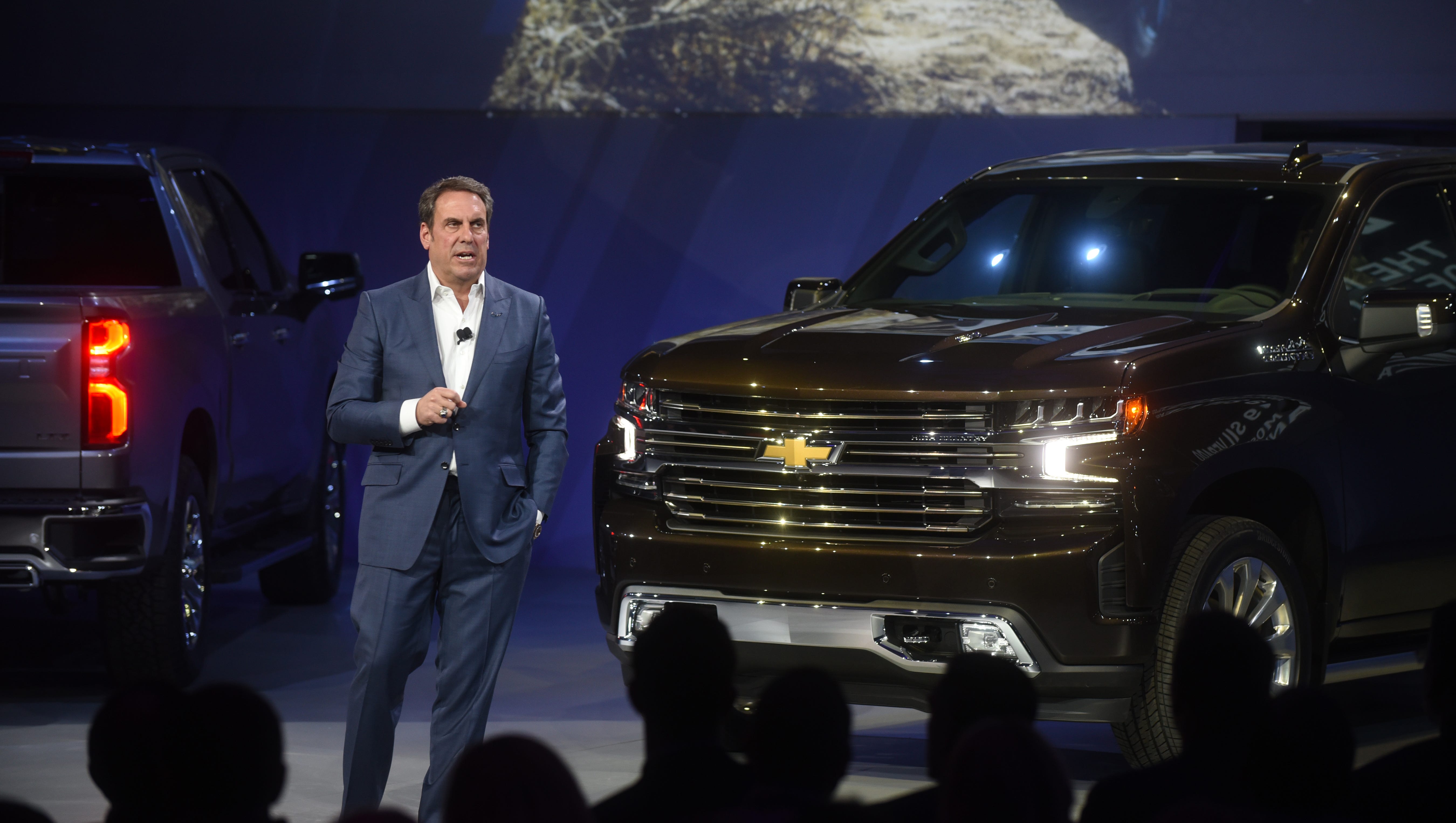 Mark Reuss, Executive VP Global Product Development, GM, with the the 2019 Chevy Silverado High Country.