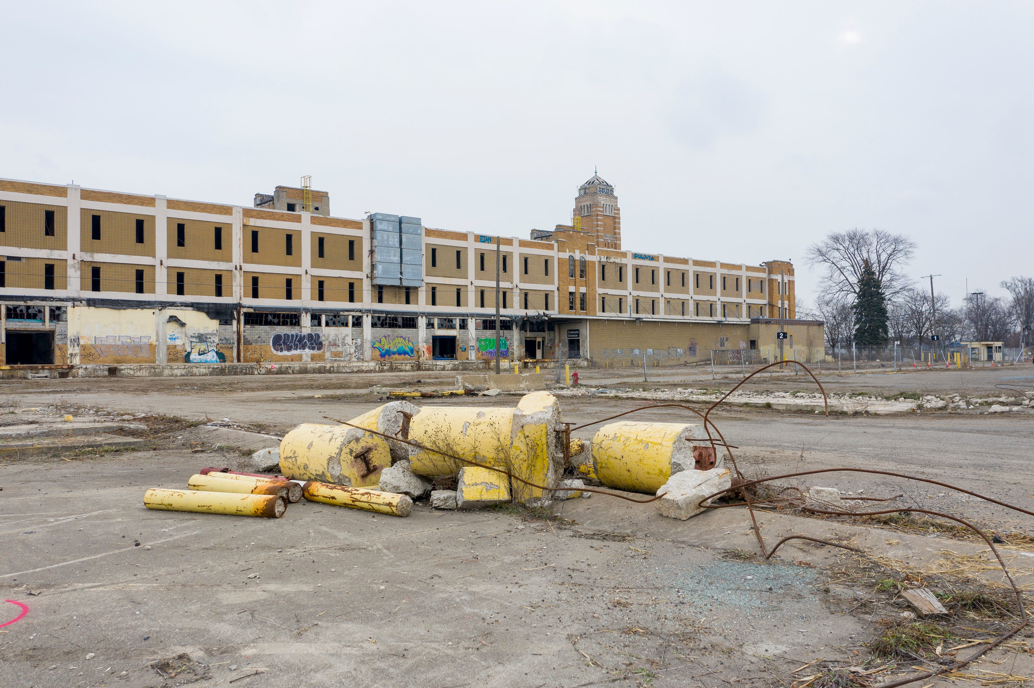 The former American Motor headquarters in Detroit that has sat abandoned since 2010, on Thursday, Dec. 9, 2021. An agreement between NorthPoint Development and the city would sell the city-owned land, including the buildings and 26 residential parcels, to NorthPoint Development for nearly $5.9 million. The company proposes to raze the existing facility and build a new industrial complex suitable for an automotive supplier.