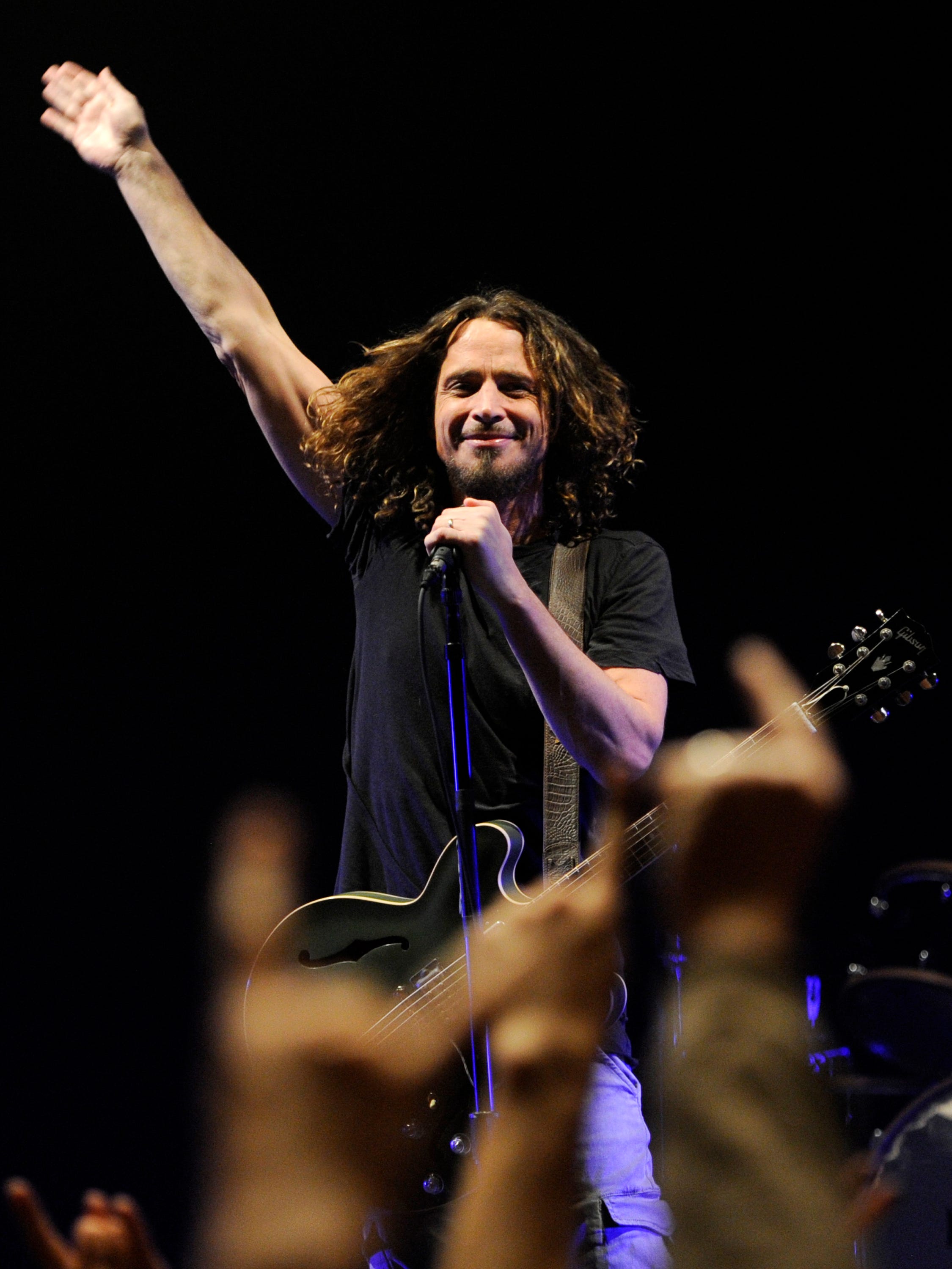 Chris Cornell of Soundgarden performs during the band's concert at the Wiltern in Los Angeles, Feb. 15, 2013.