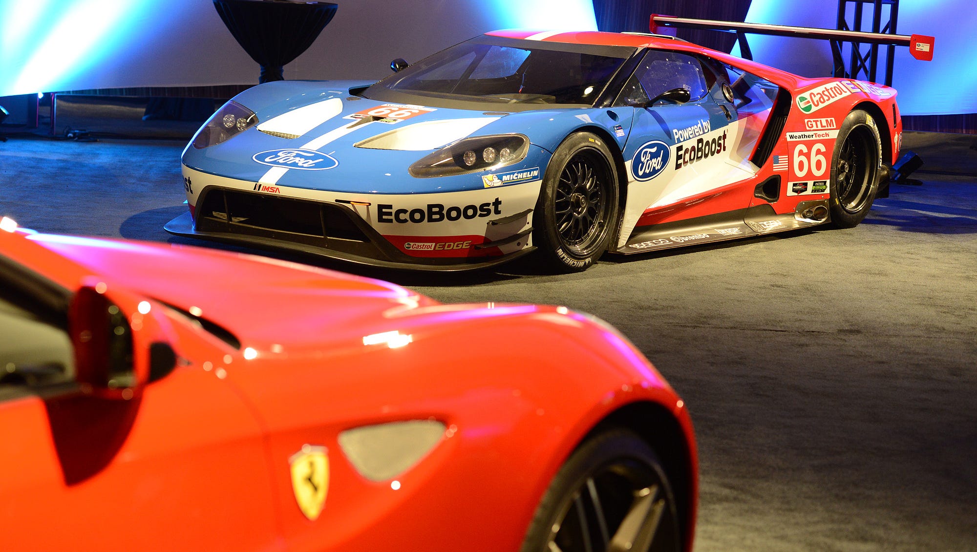 Ford  raced two GTs (the No. 66 and No. 67) alongside two prototype vehicles in the Daytona event.