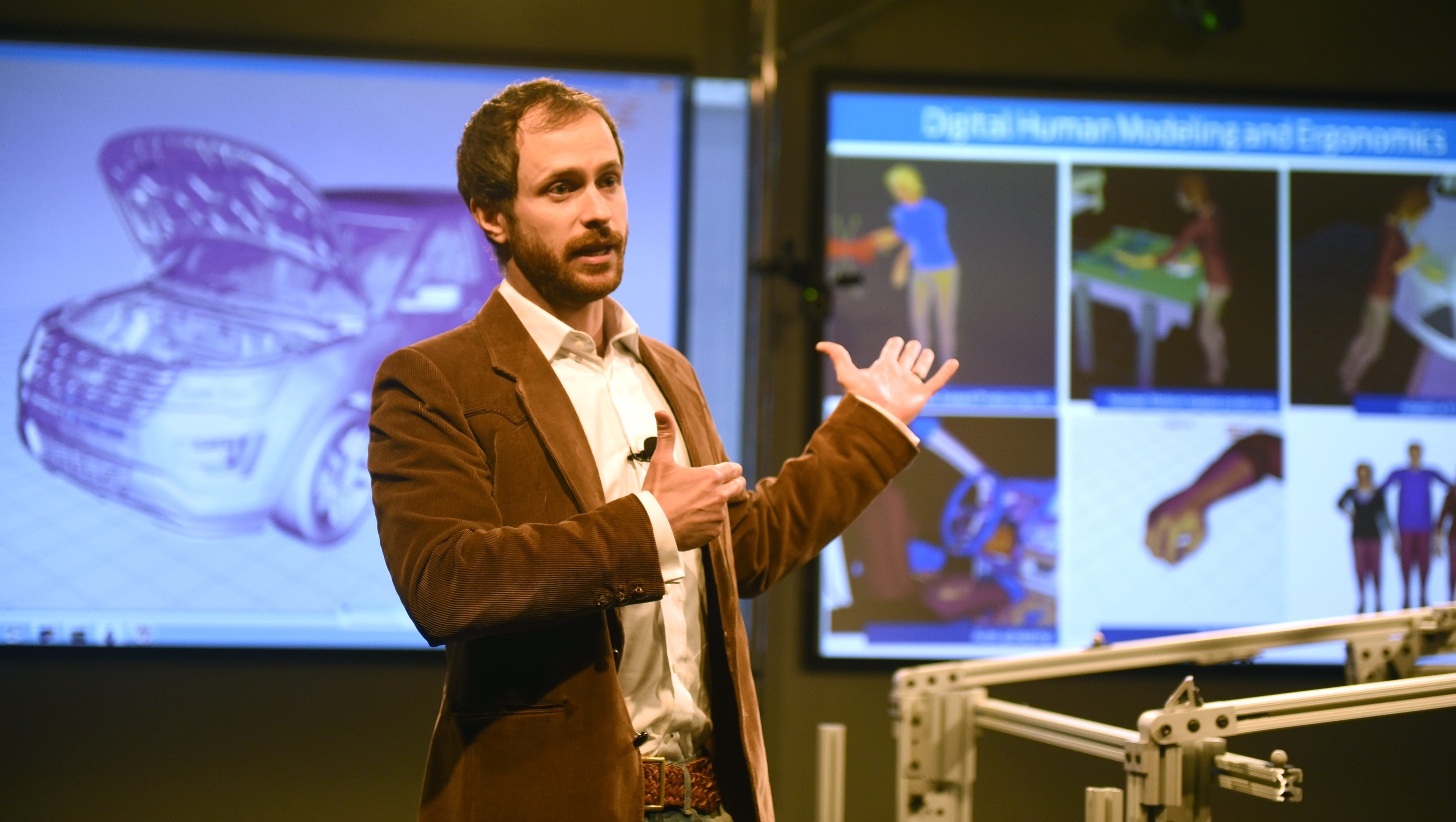 Ergonomics Engineer Marty Smets talks about  Ford Motor Co.'s Virtual Manufacturing Technology.