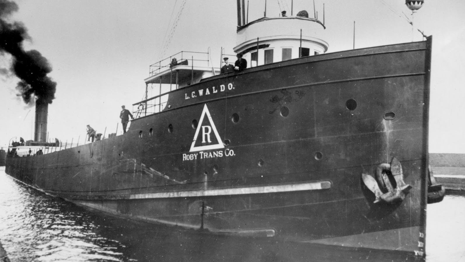 The L.C. Waldo, a 450-foot freighter loaded with ore, encountered fierce winds that tore away the pilot house and damaged the steering.  In attempting to reach L'anse Bay in Lake Superior's Keweenaw Peninsula, it ran aground and broke in two. The crew took shelter in the forward end of the steamer and waited for four days before rescuers could reach them.