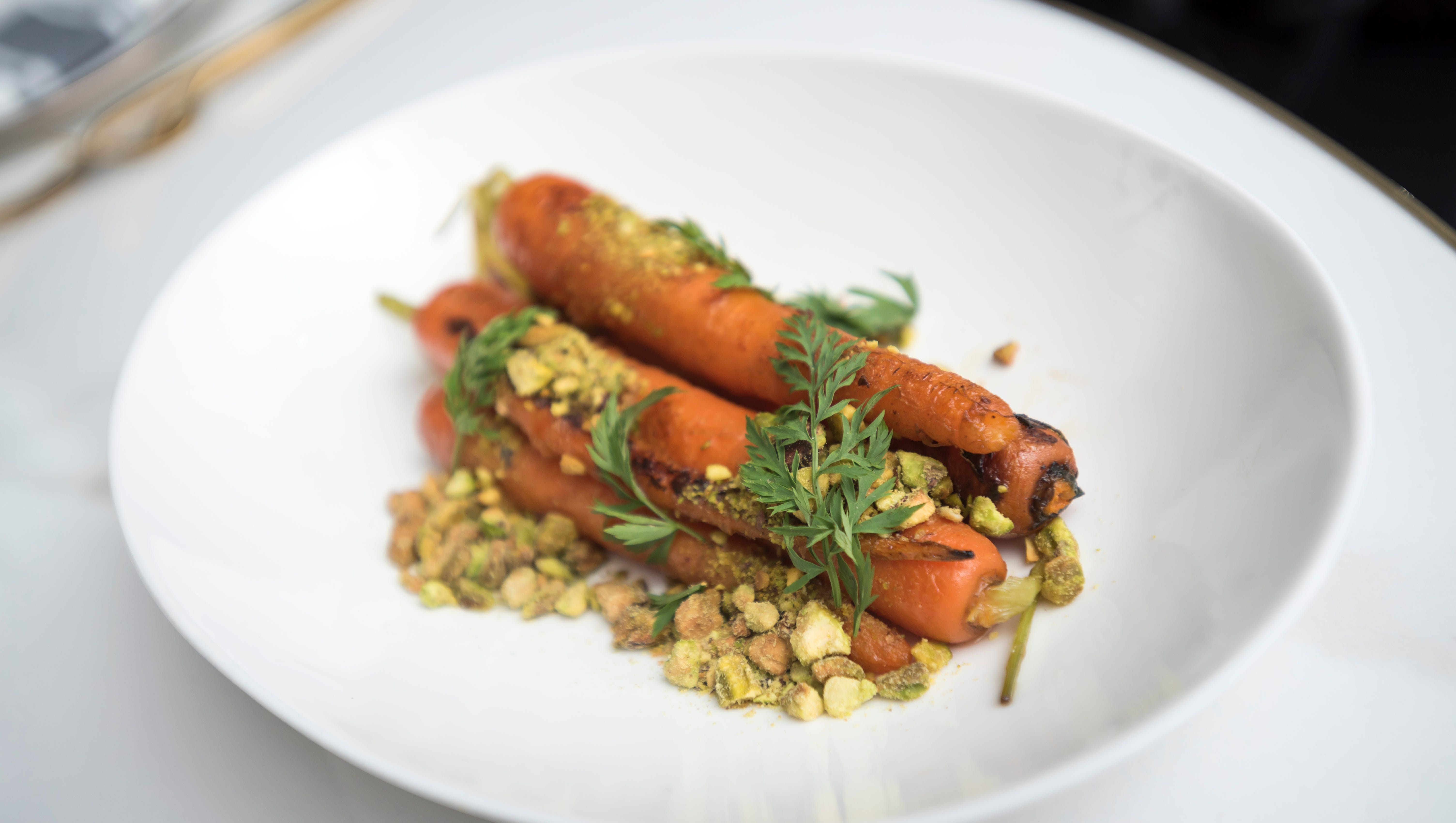 The carrots with pistachio, and orange honey.