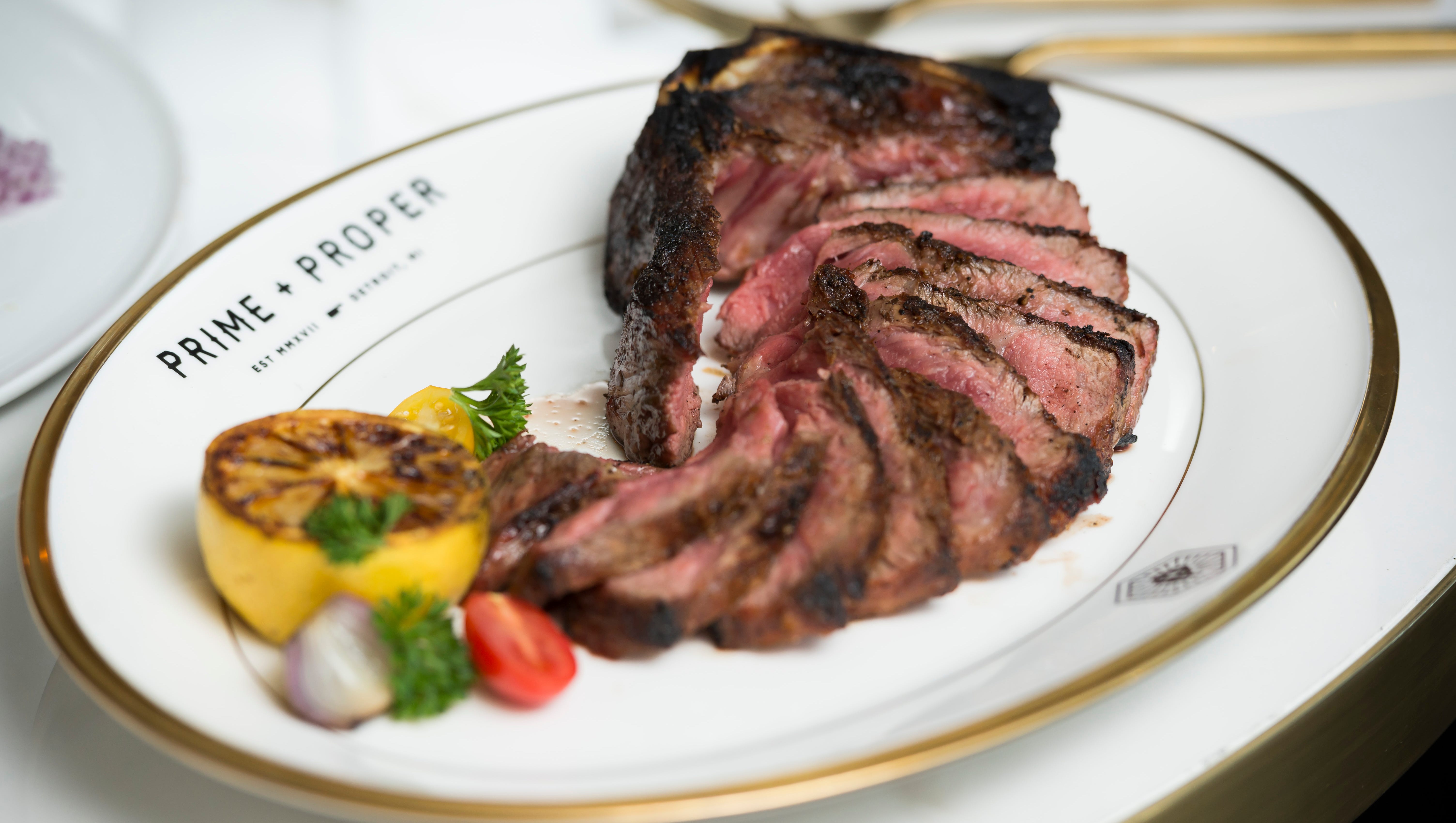 The Kansas City strip bone-in sirloin is one of the menu items at the recently opened Prime and Proper restaurant in downtown Detroit.