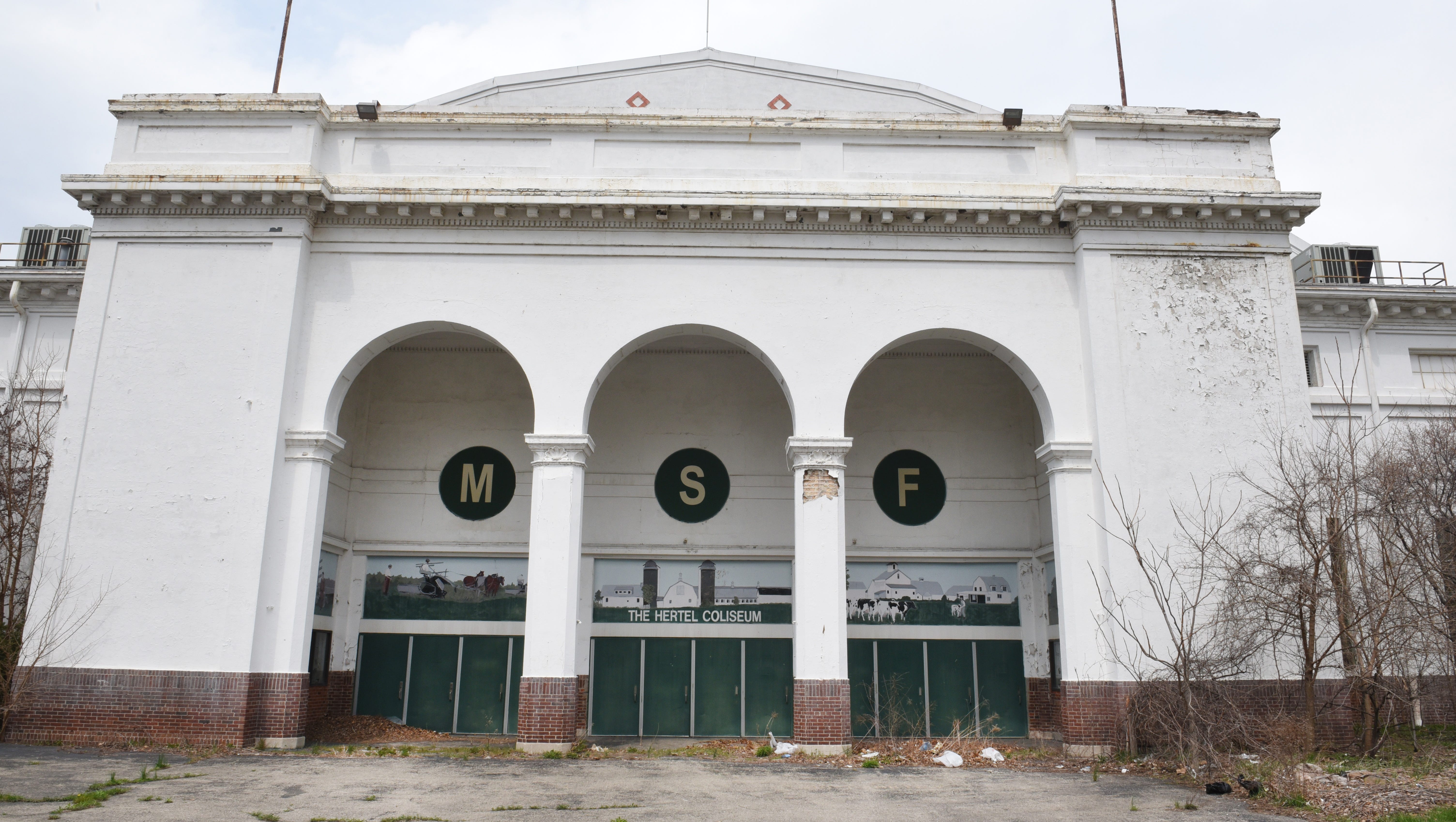 The Hertel Coliseum at the Michigan State Fairgrounds in Detroit in 2018. Magic Johnson's development firm has purchased 16 acres of the site and the city of Detroit will purchase 142 acres.