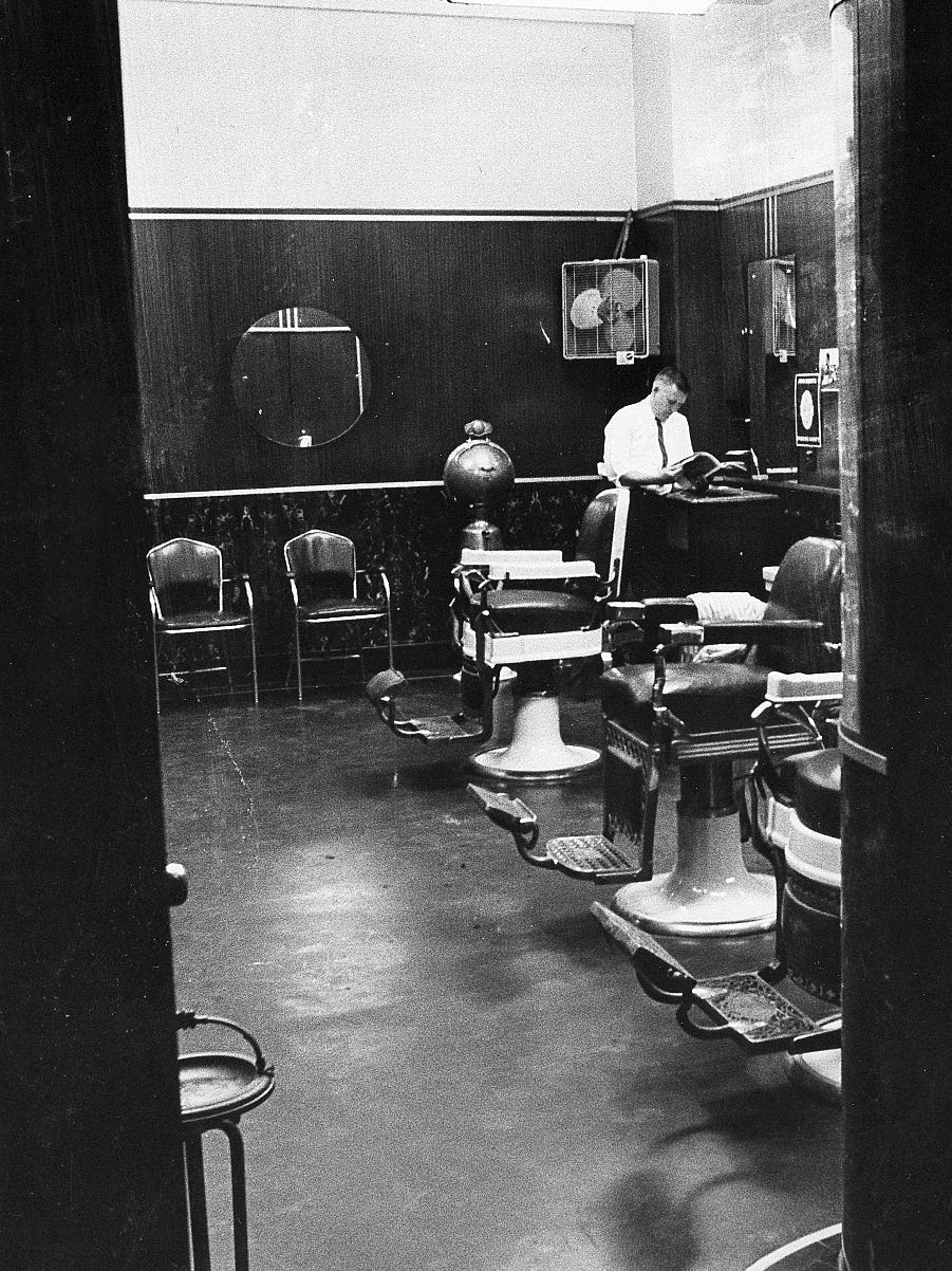 The station's barber shop iis seen in 1966.