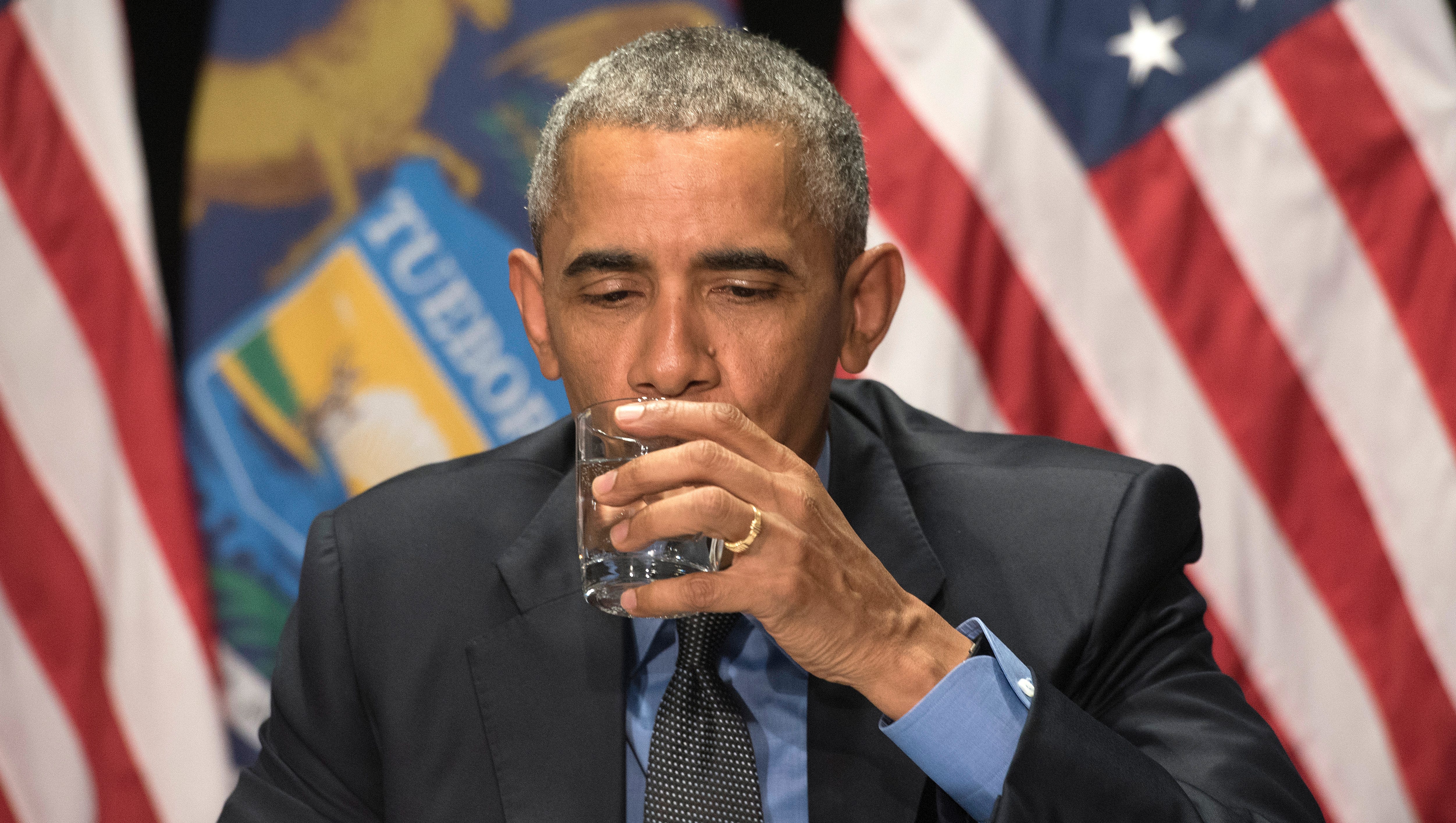 The president vouched for the safety of certified filters and encouraged most city residents to start drinking filtered water instead of bottled water.