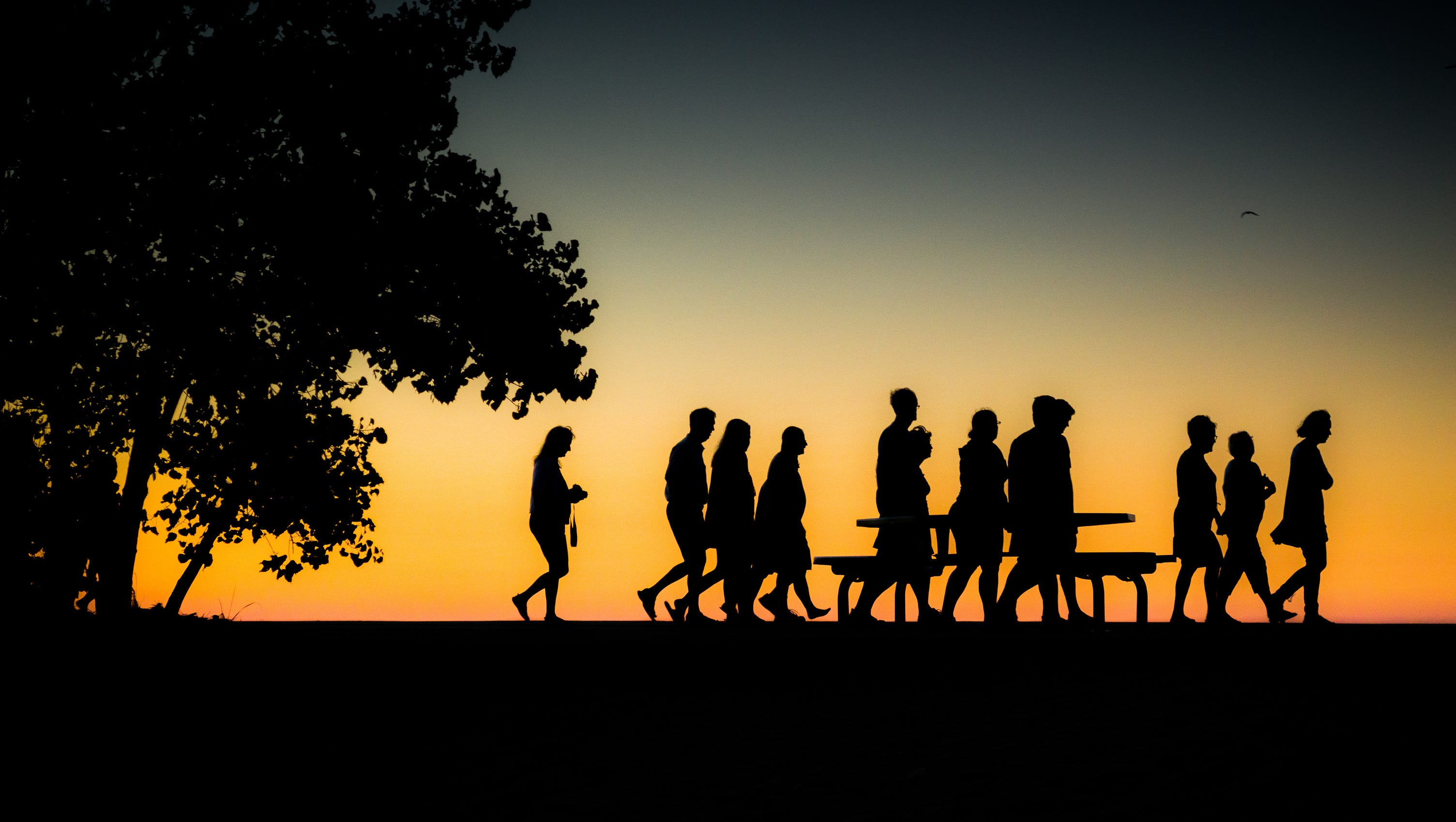 People leave Holland State Park after watching the Lake Michigan sunset in "Day's End," by Brian Sokol of Brownstown.