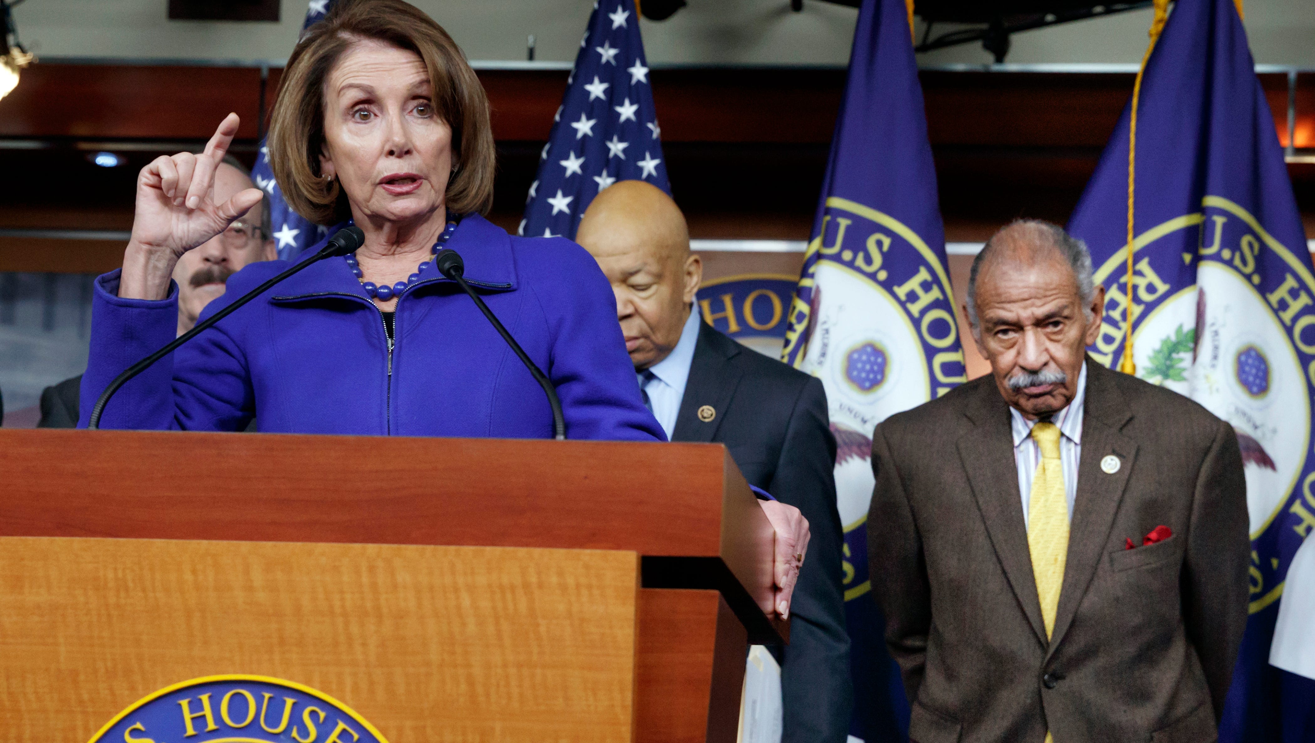 On Nov. 30, 2017, House Minority Leader Nancy Pelosi, seen earlier in the year, calls on Conyers to resign.  “As dean, Congressman Conyers has served our Congress for more than five decades and shaped some of the most consequential legislation of the last half century,” Pelosi said. “However … the legacy is no license to harass or discriminate. In fact, it makes it even more disappointing.”