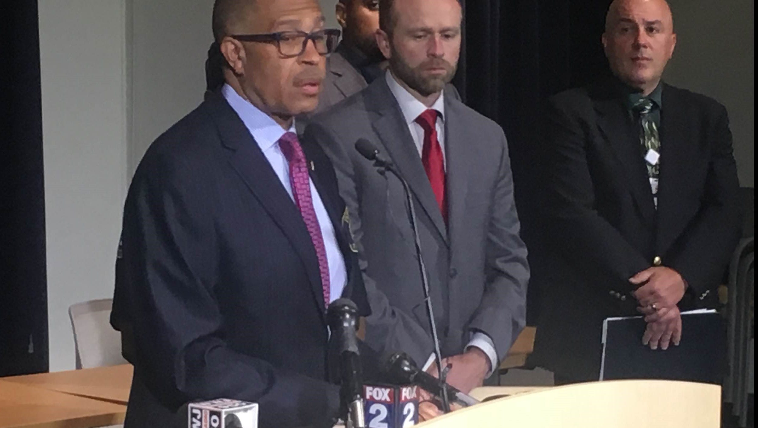 Chief James Craig speaks at a media briefing about a Detroit police officer who has been suspended after video surfaced of him allegedly beating a naked, mentally-ill woman at a Detroit hospital.