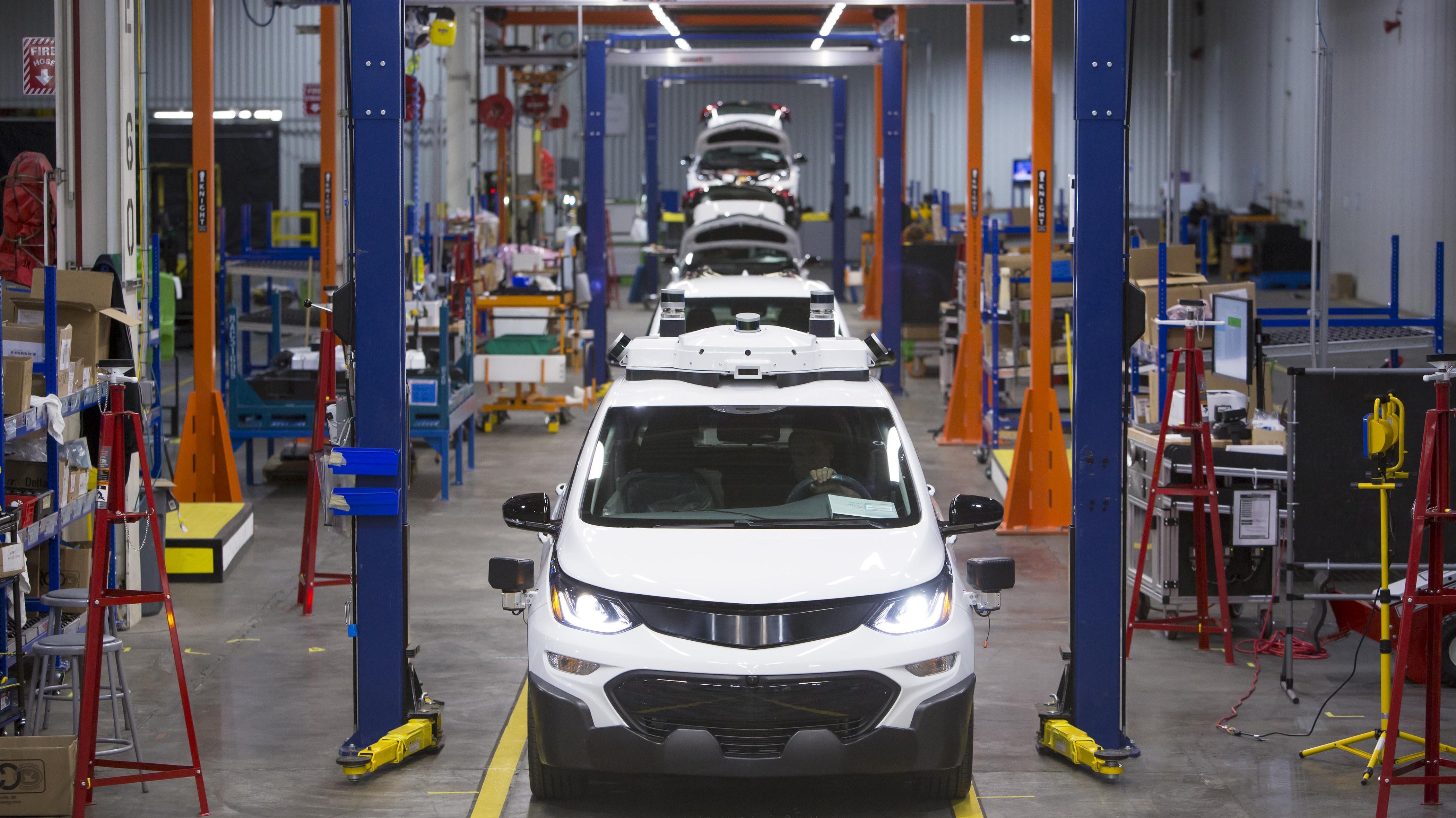 Chevrolet Bolt EV autonomous test vehicles are assembled at General Motors Orion Assembly in Orion Township.