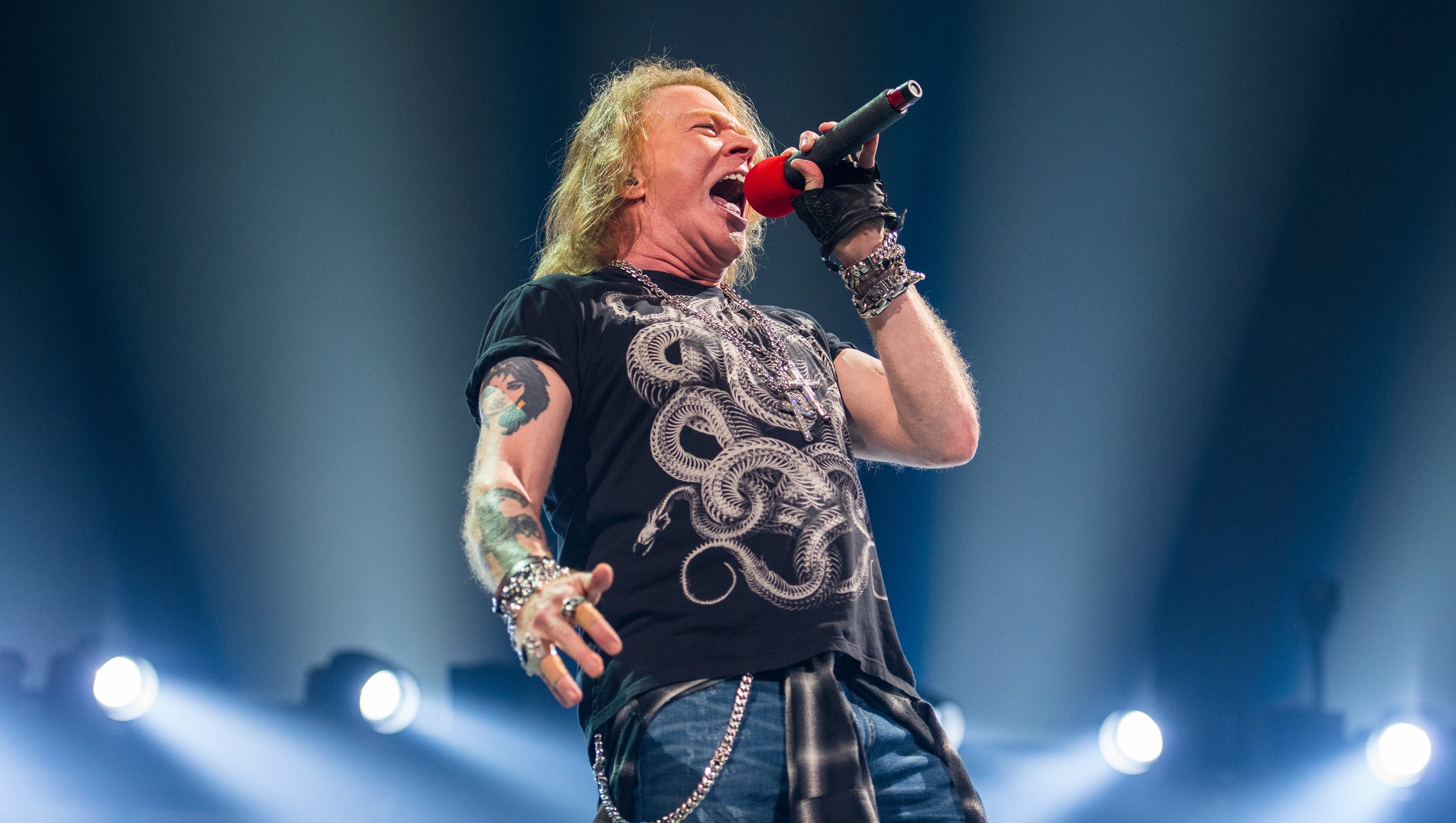 Axl Rose performs Friday night during AC/DC's  “Rock or Bust” World Tour at The Palace Of Auburn Hills.