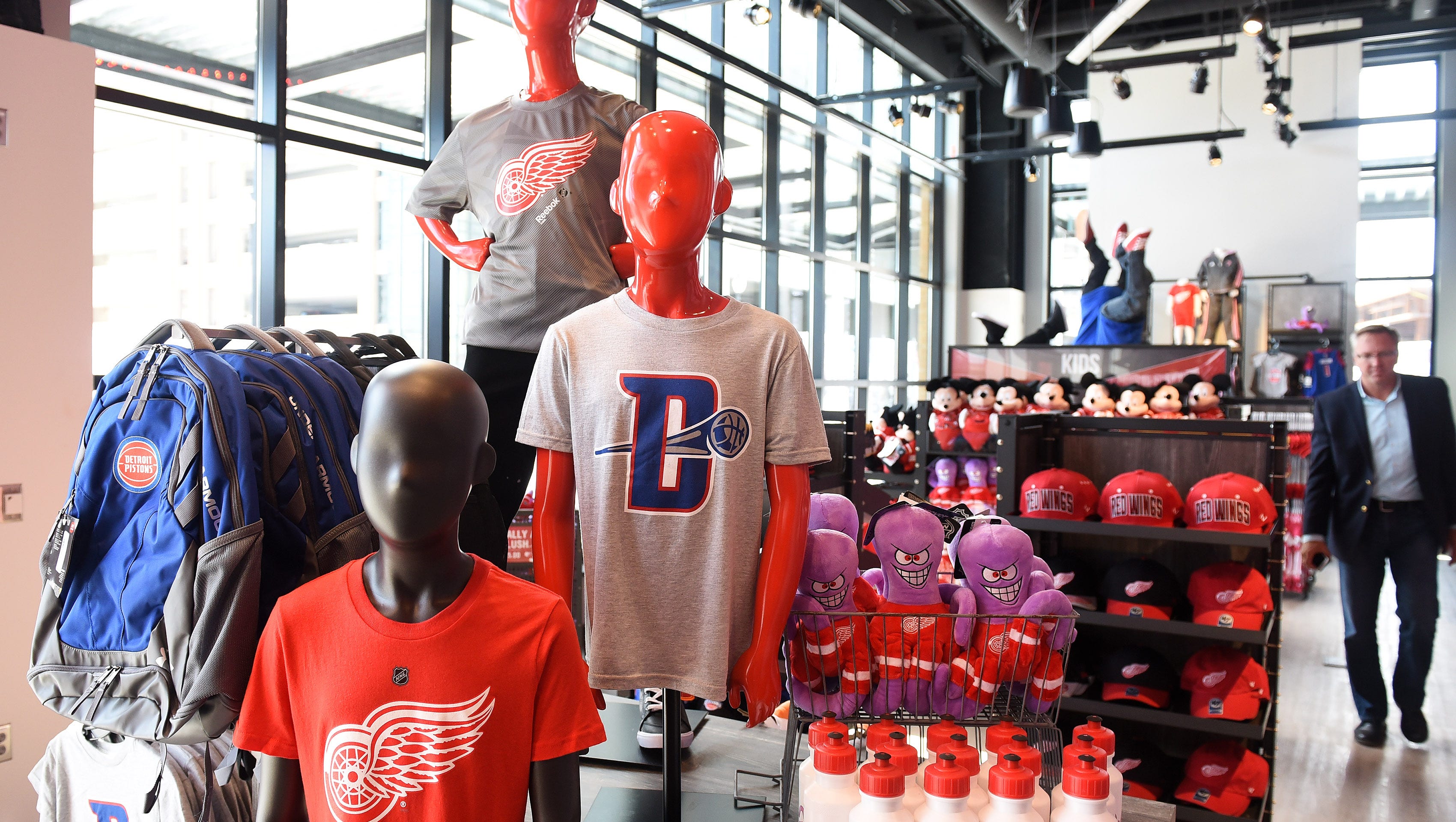 All sorts of Pistons and Red Wings gear is for sale at the Team Store.