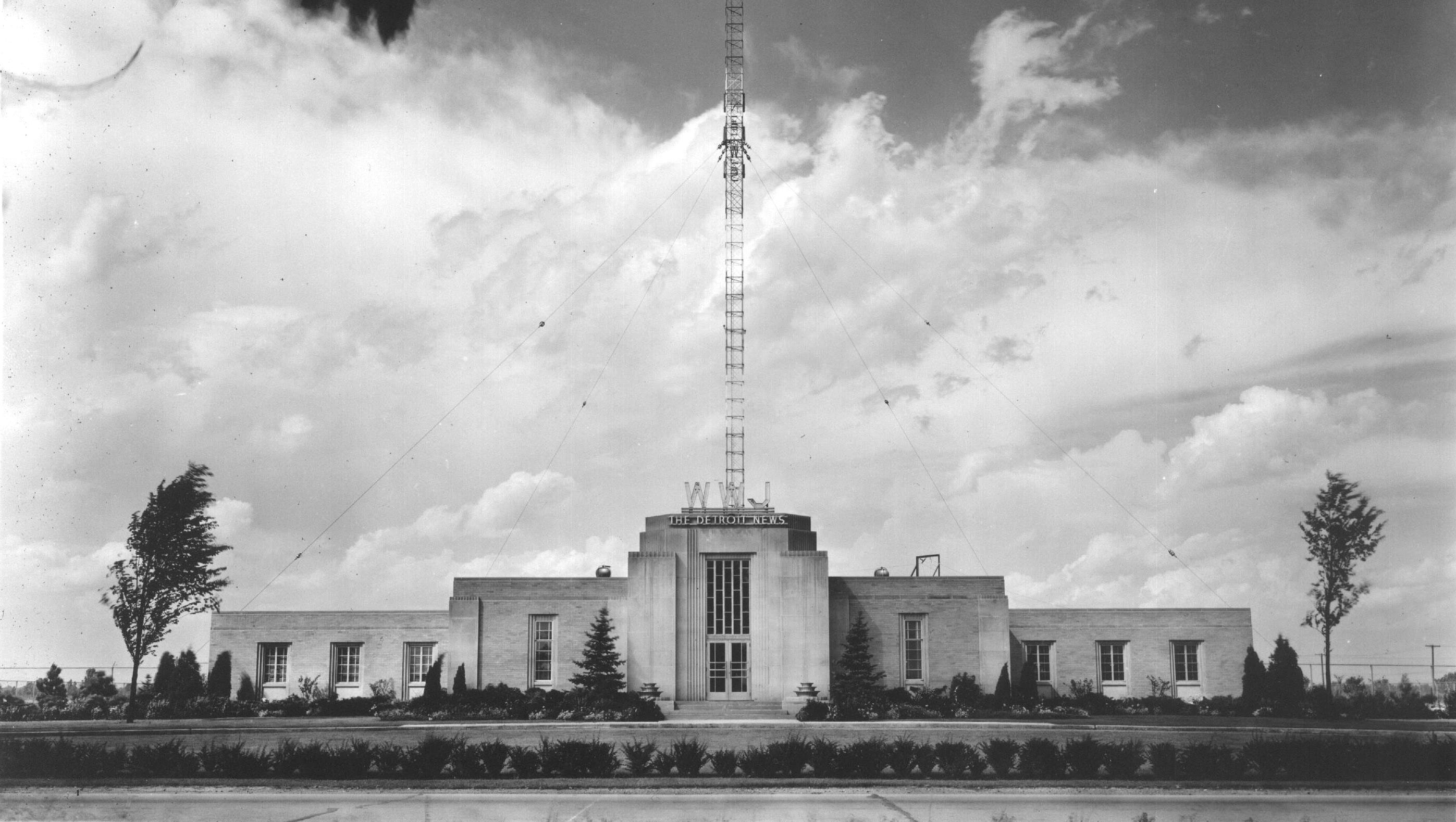 A new transmitter plant opened at Eight Mile and Meyers roads in May, 1936.  The new tower stood 400 feet tall and weighed about 42,000 pounds.