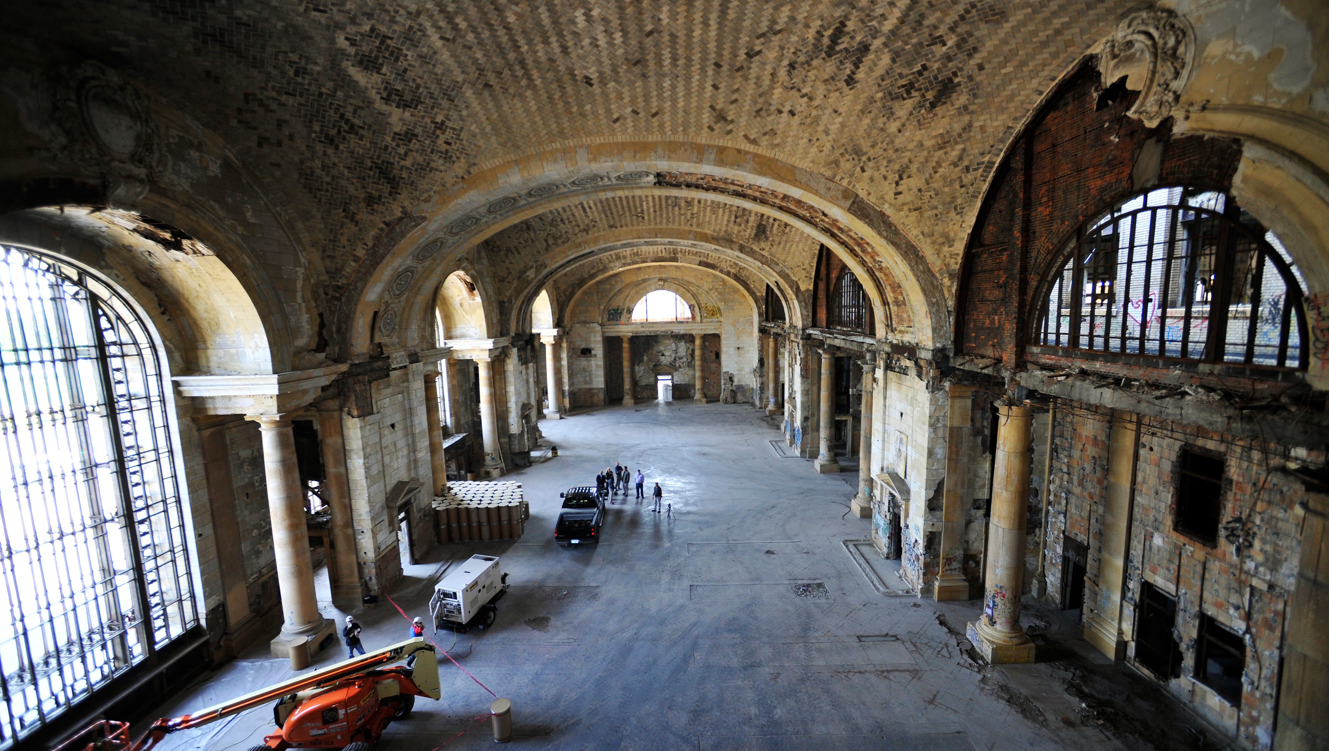 This is a view of the grand mezzanine inside the Michigan Central Depot, which was built for $15 million and designed by the same architects who designed Grand Central Station in New York City.