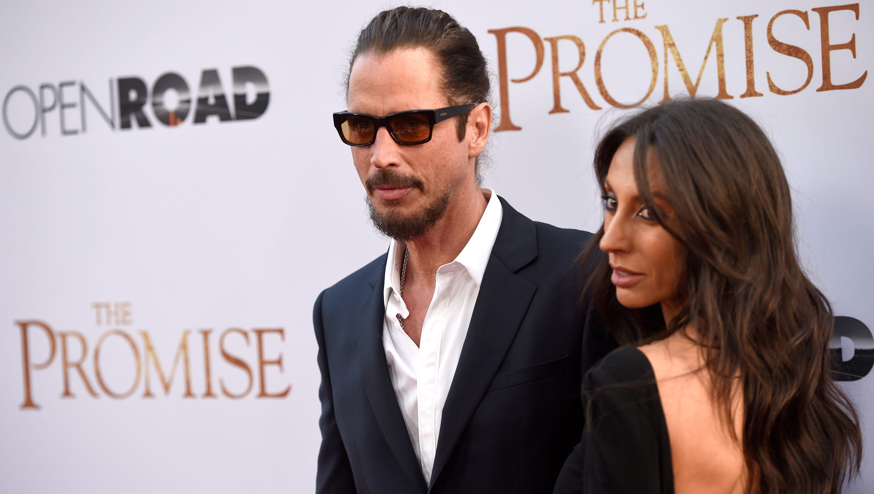 Chris Cornell and his wife Vicky Karayiannis arrive at the U.S. premiere of "The Promise" at the TCL Chinese Theatre in Los Angeles, April 12, 2017.