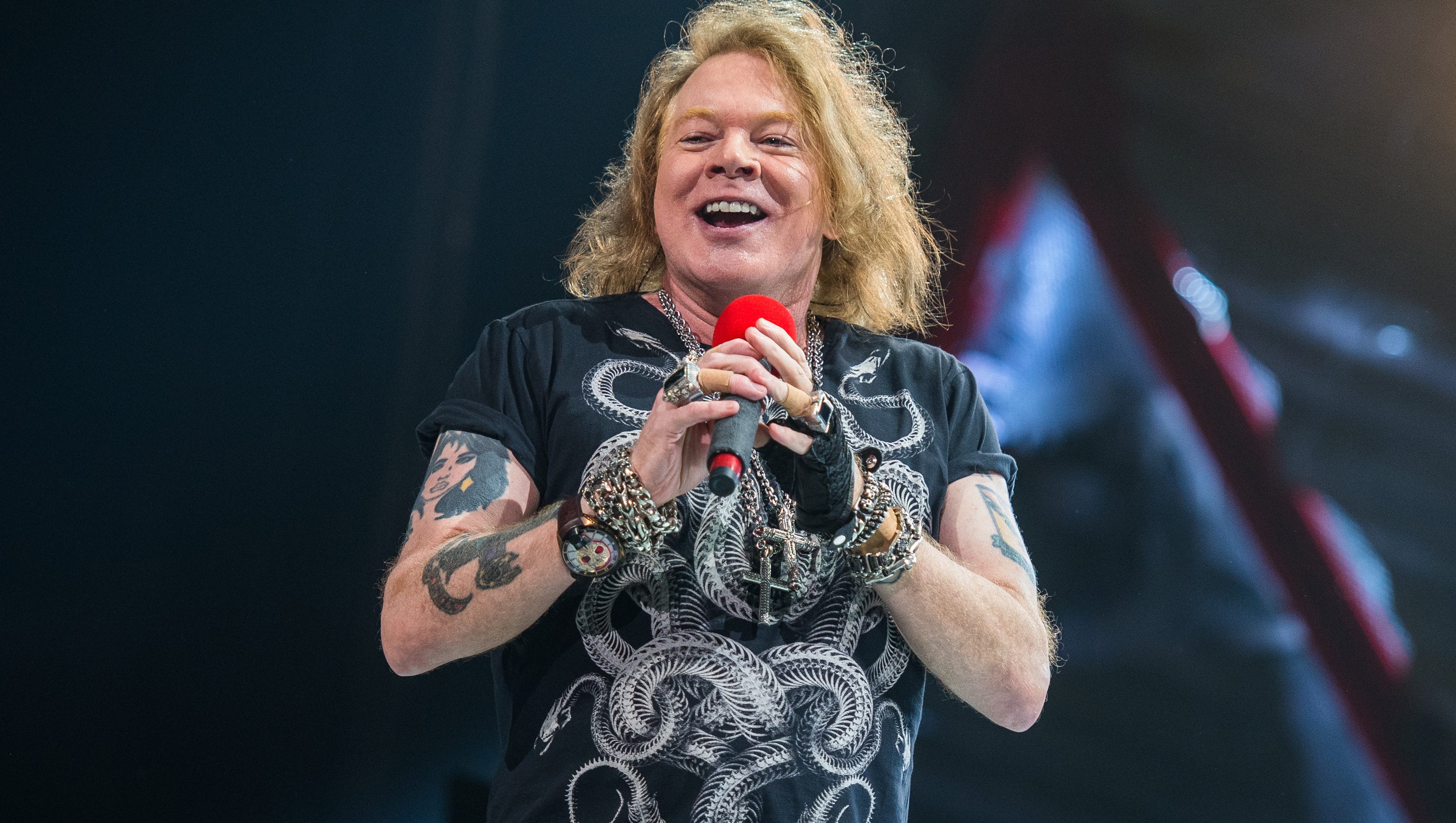 Axl Rose performs Friday night during AC/DC's  “Rock or Bust” World Tour at The Palace Of Auburn Hills.