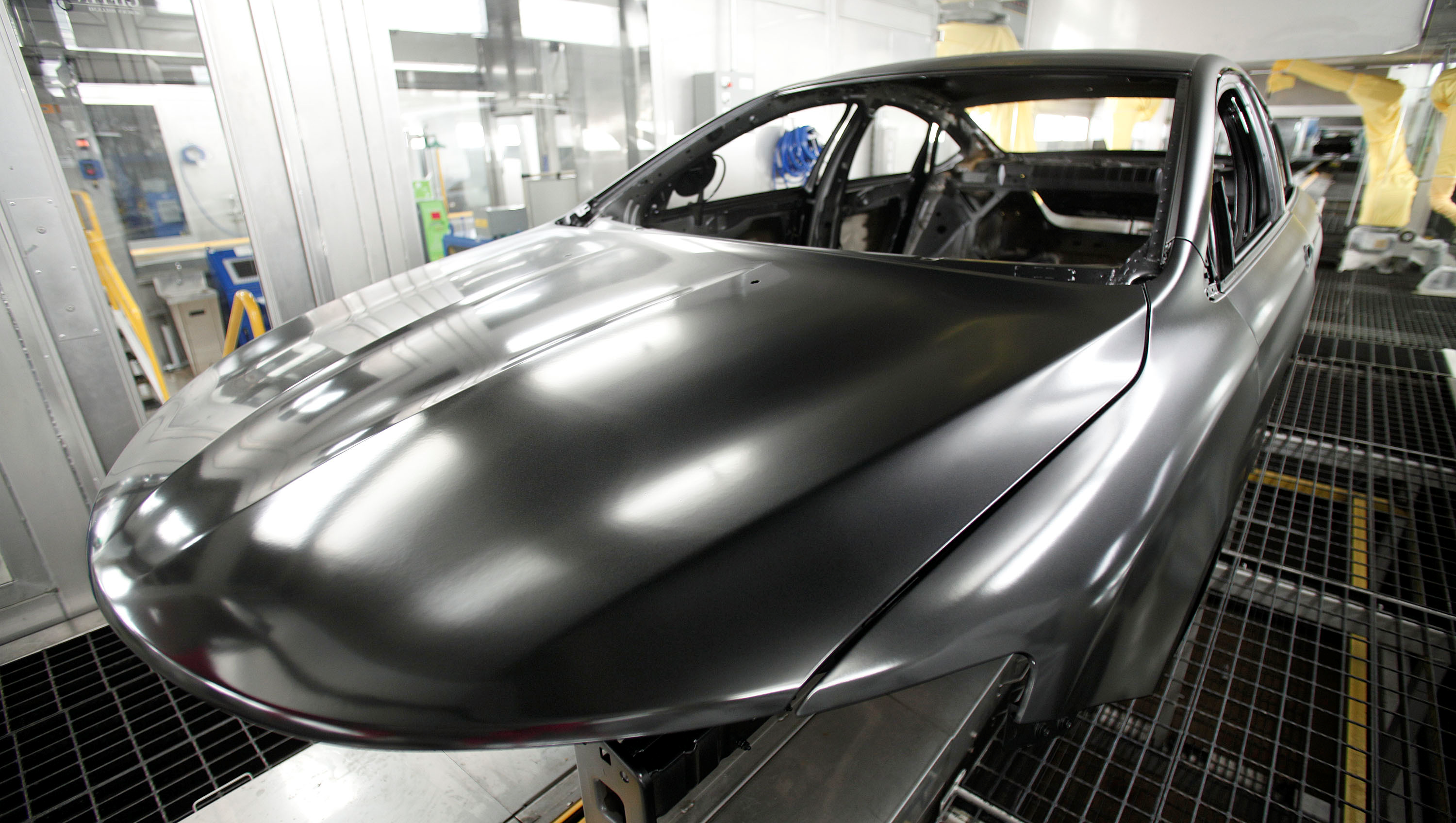 A 2015 Chrysler 200 undergoes painting at the Sterling Heights Assembly Plant March 14, 2014 in Sterling Heights, Michigan.
