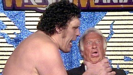 Mr. Baseball, Bob Uecker, provided some comic relief for WrestleMania III, especially during his pre-match interview with Andre the Giant.