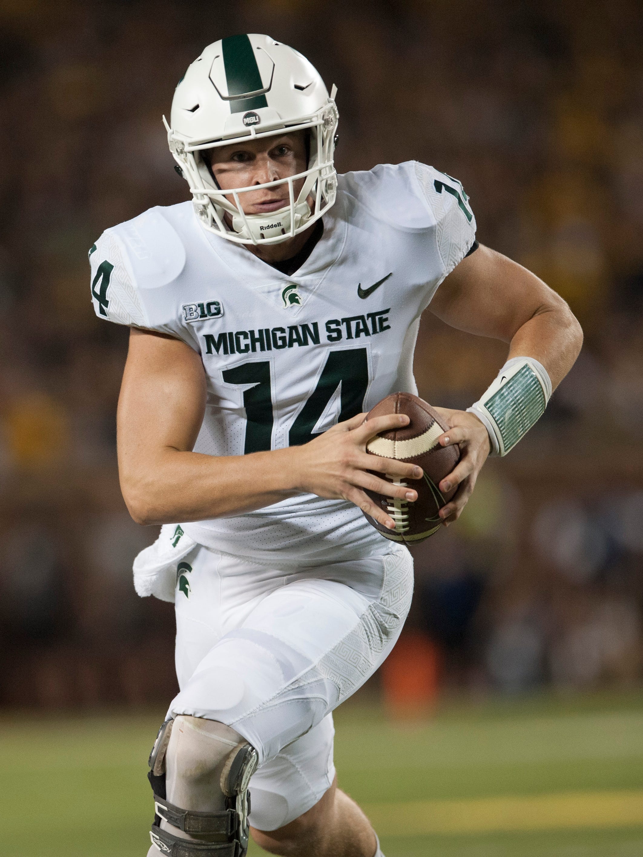 OFFENSE
Quarterback – Brian Lewerke, Jr. This one is a no-brainer as Lewerke is coming off a breakout season in 2017 when he compiled 3,352 total yards, the second-most in program history, while starting all 13 games. Expect him to take another jump this season, as he's already spent plenty of time on his accuracy, something that showed in his limited work in the spring game. Redshirt freshman Rocky Lombardi should be the backup and should get some work early in the season. Also in the backup mix is graduate transfer Mickey Macius and freshman Theo Day, who likely will redshirt.