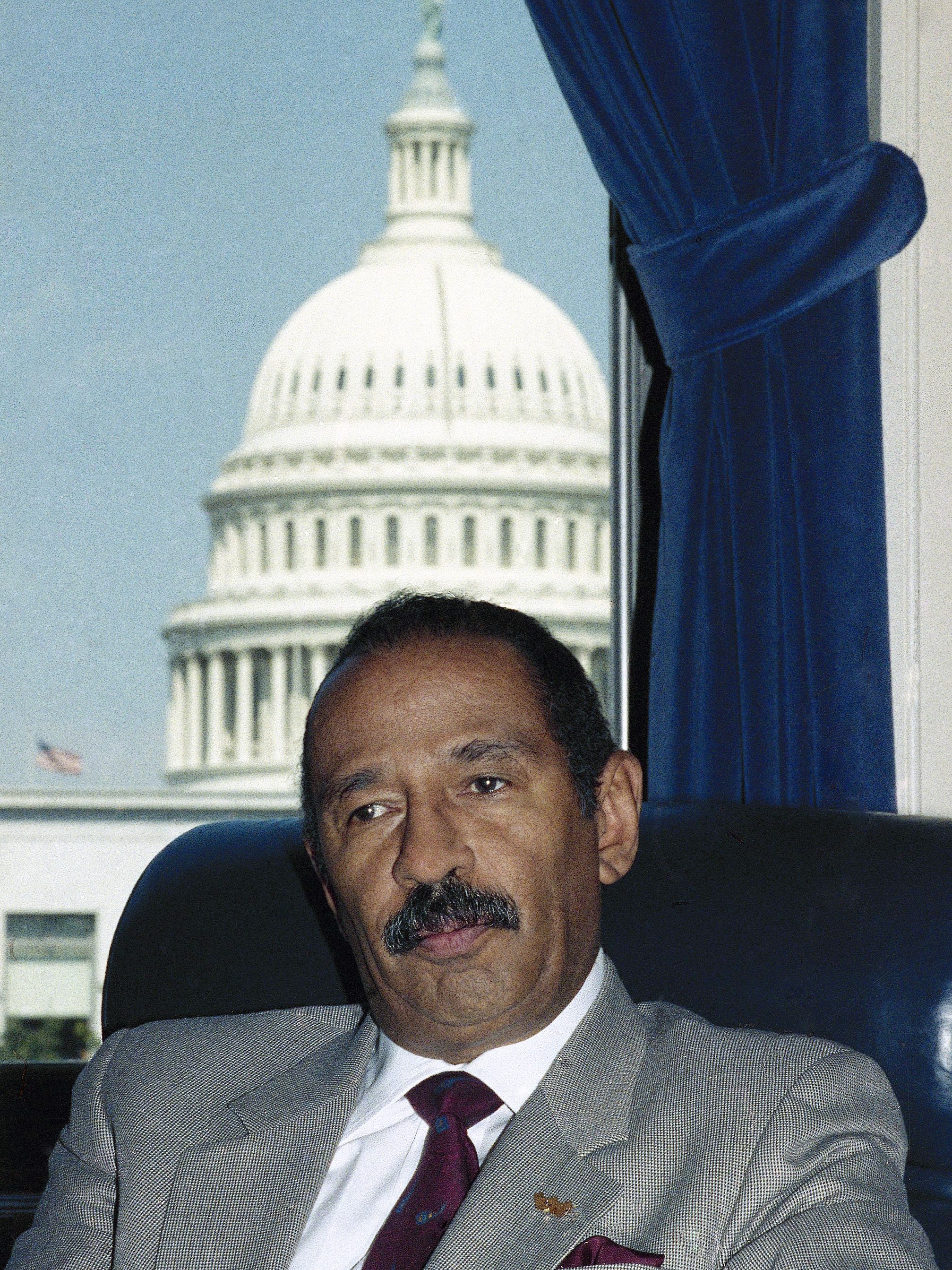 Seen in his Capitol Hill office in Washington on Oct. 9, 1990, Conyers says he has no regrets about losing the previous year's race for Detroit mayor. After years as a rebellious outsider, Conyers was becoming an establishment player as chairman of the House Government Operations Committee.