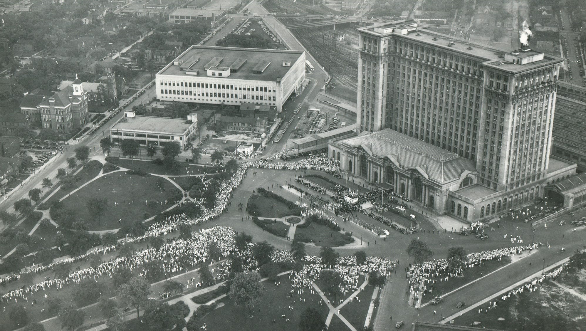 An aerial view of Michigan Central Depot, Aug. 13, 1937.
