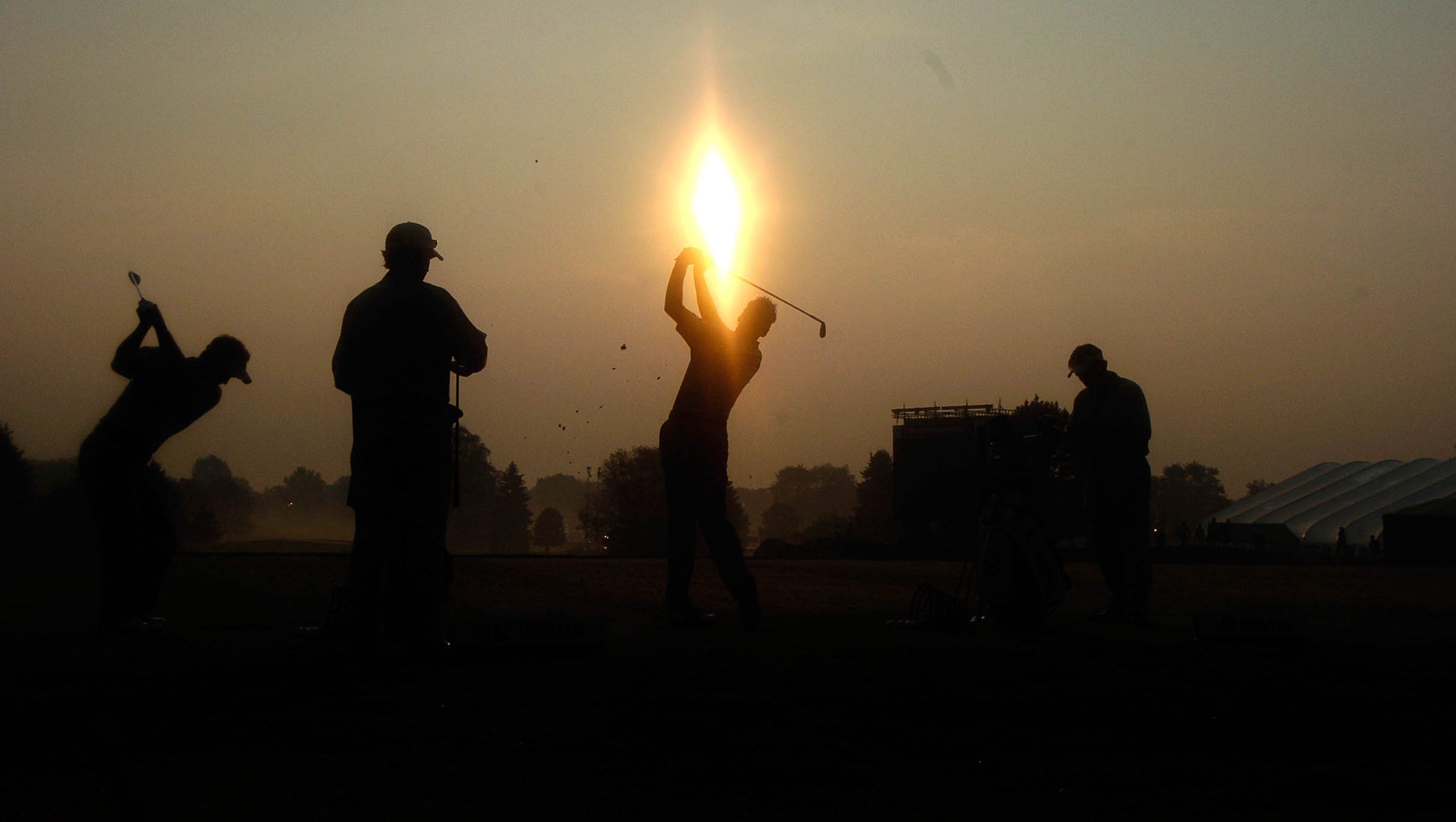 The sun rises as Team Europe practices before the start of the 2004 Ryder Cup.