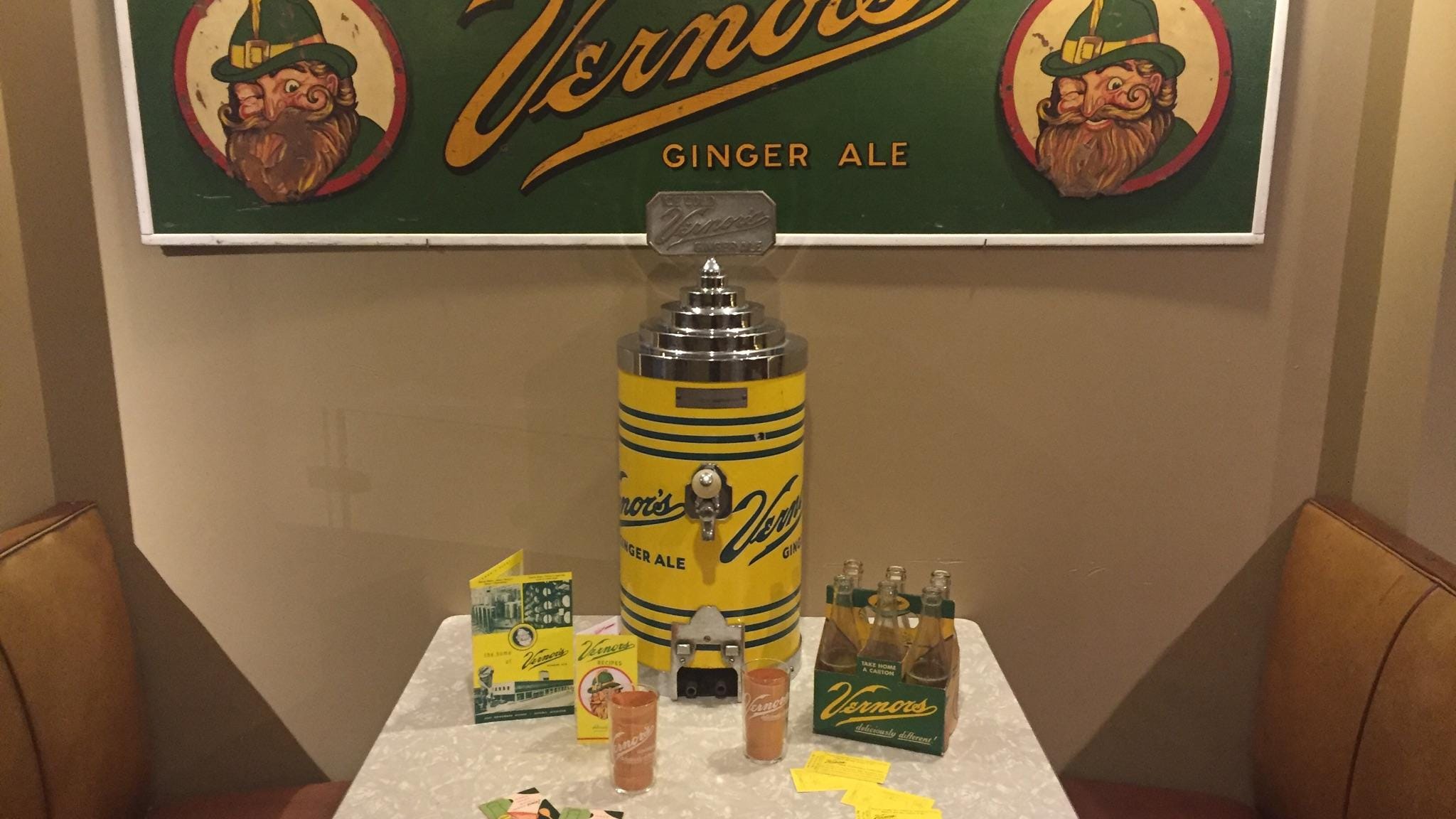 Vernors memorabilia on display at the Detroit Historical Museum.