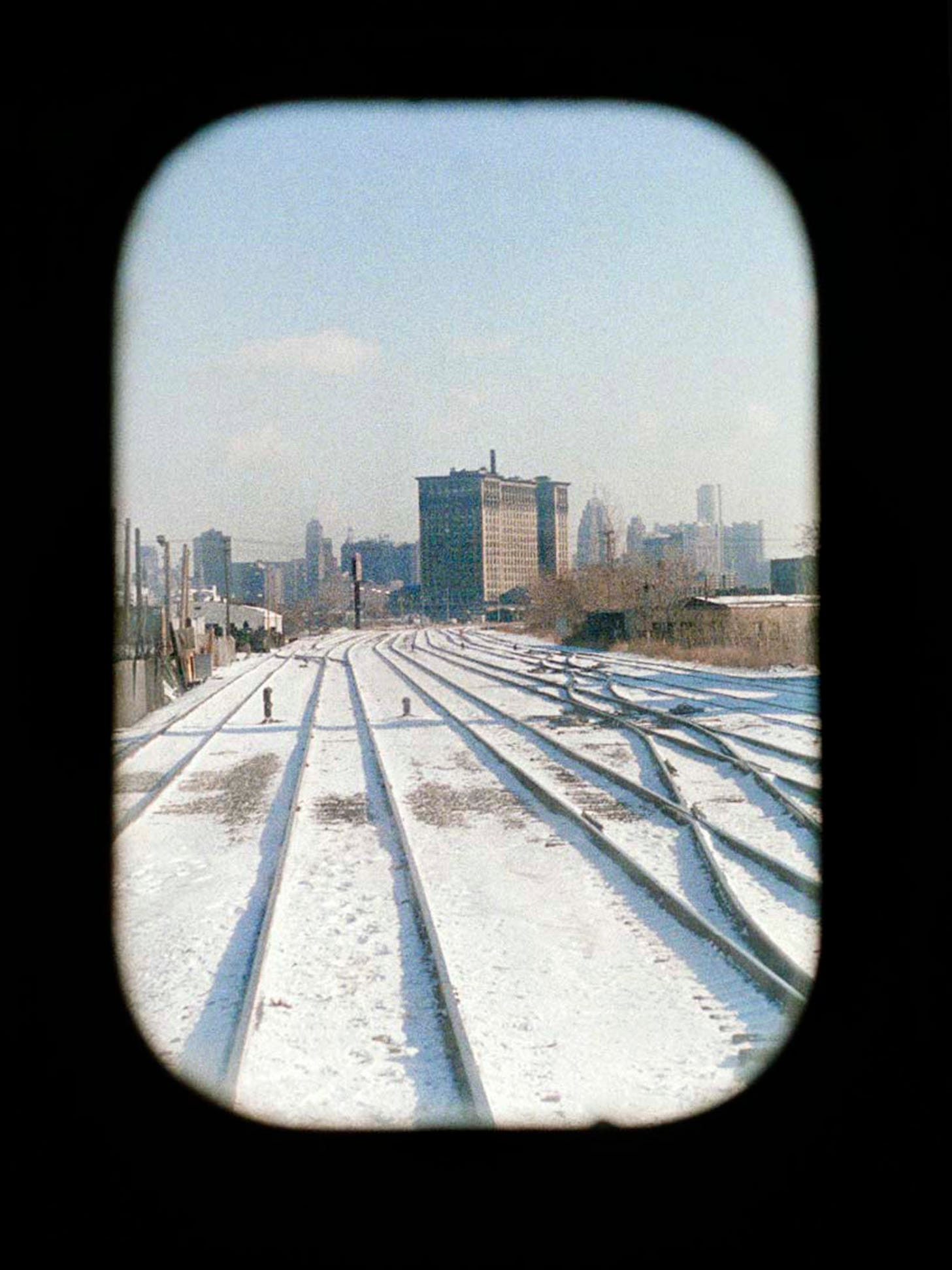 This is a passenger's view of Michigan Central Depot from the last train that left the station, Jan 5, 1987.
