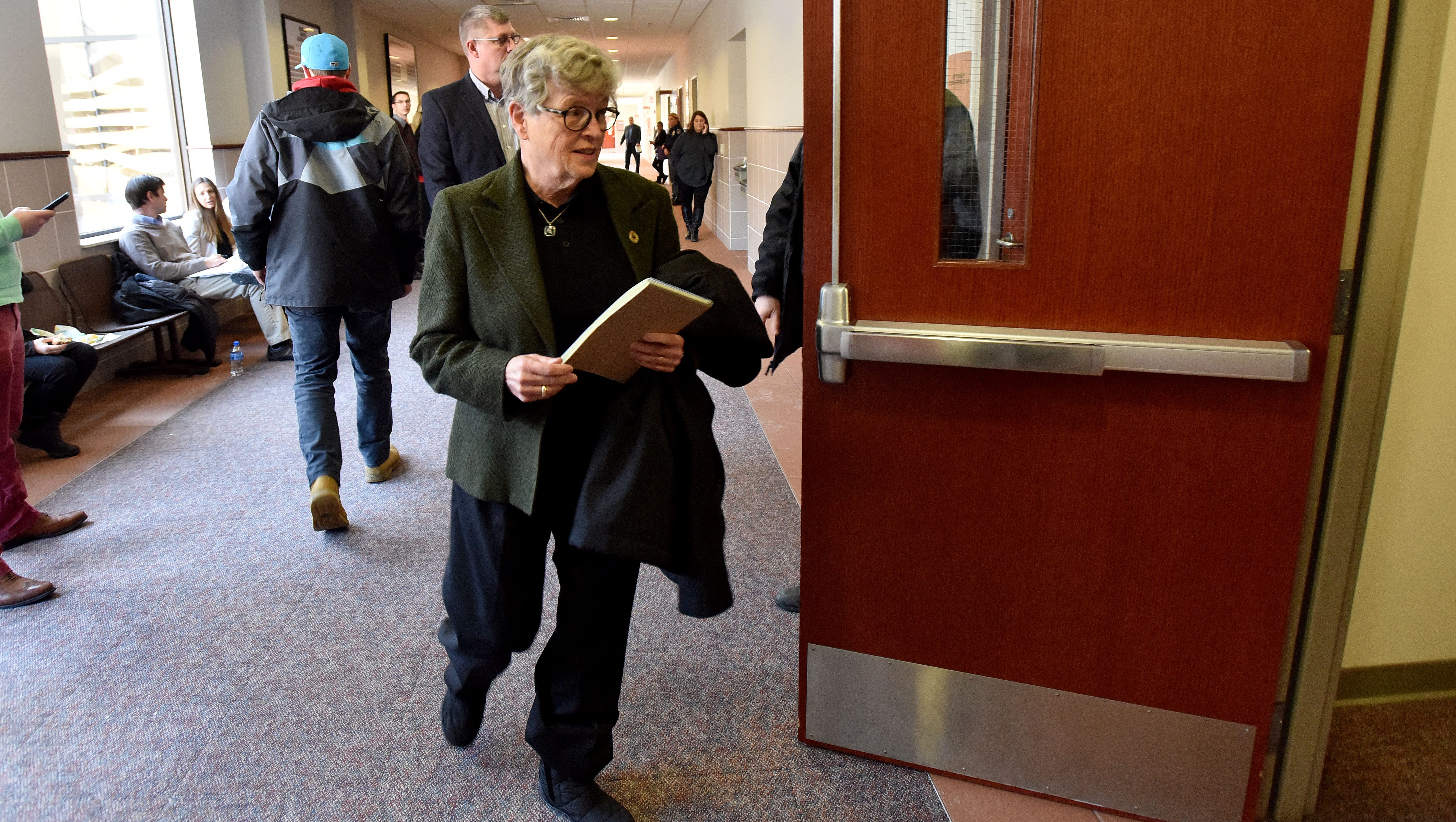 2014: MSU President Lou Anna Simon is informed that a Title IX complaint and a police report had been filed against an unnamed physician. "I told people to play it straight up, and I did not receive a copy of the report. That's the truth," she said January 17, 2018, in Lansing.