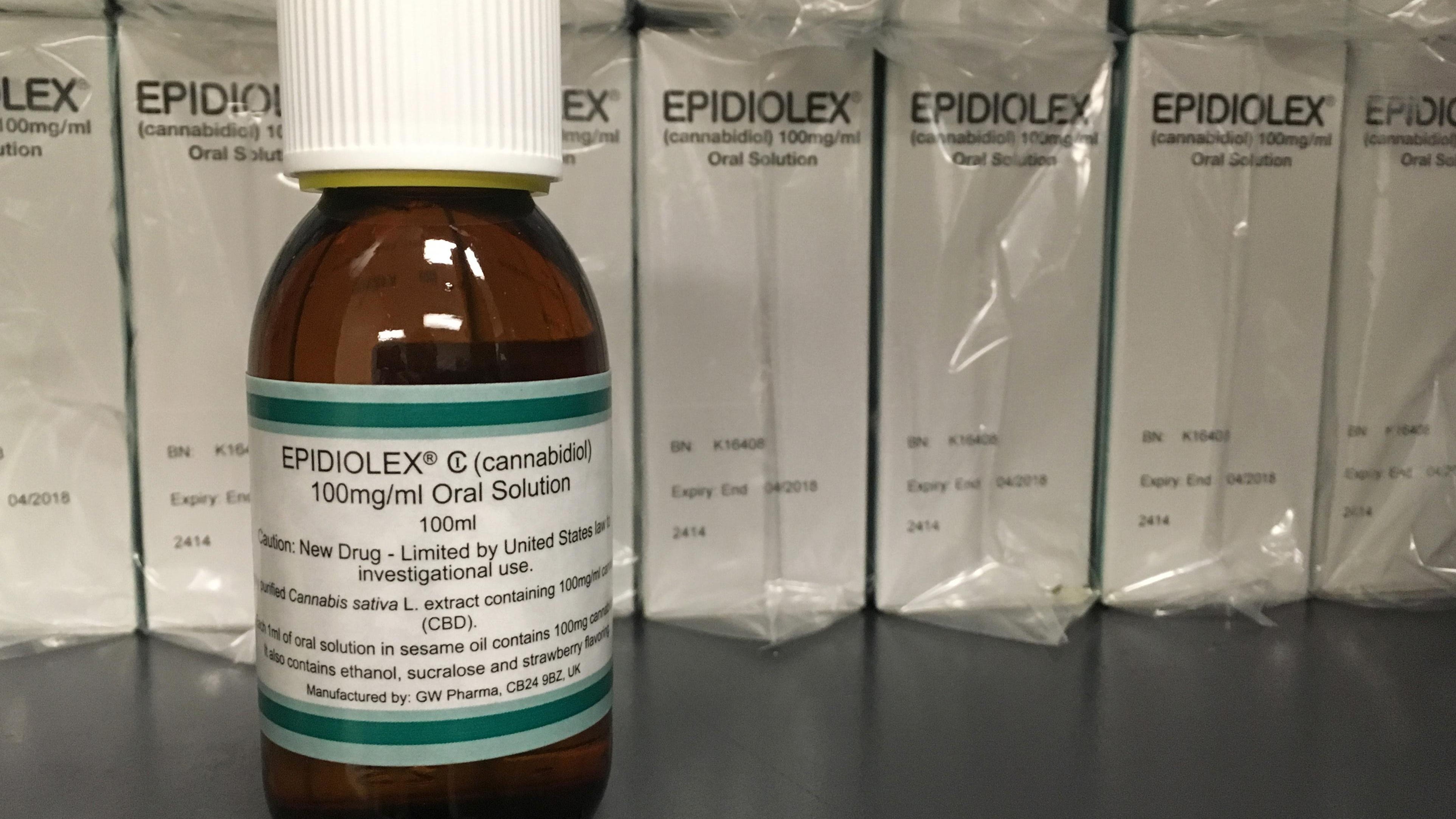This May 23, 2017, file photo shows GW Pharmaceuticals’ Epidiolex, a medicine made from the marijuana plant but without TCH. The medicine reduced seizures in children with severe forms of epilepsy and warrants approval in the United States, health officials said April 17, 2018.