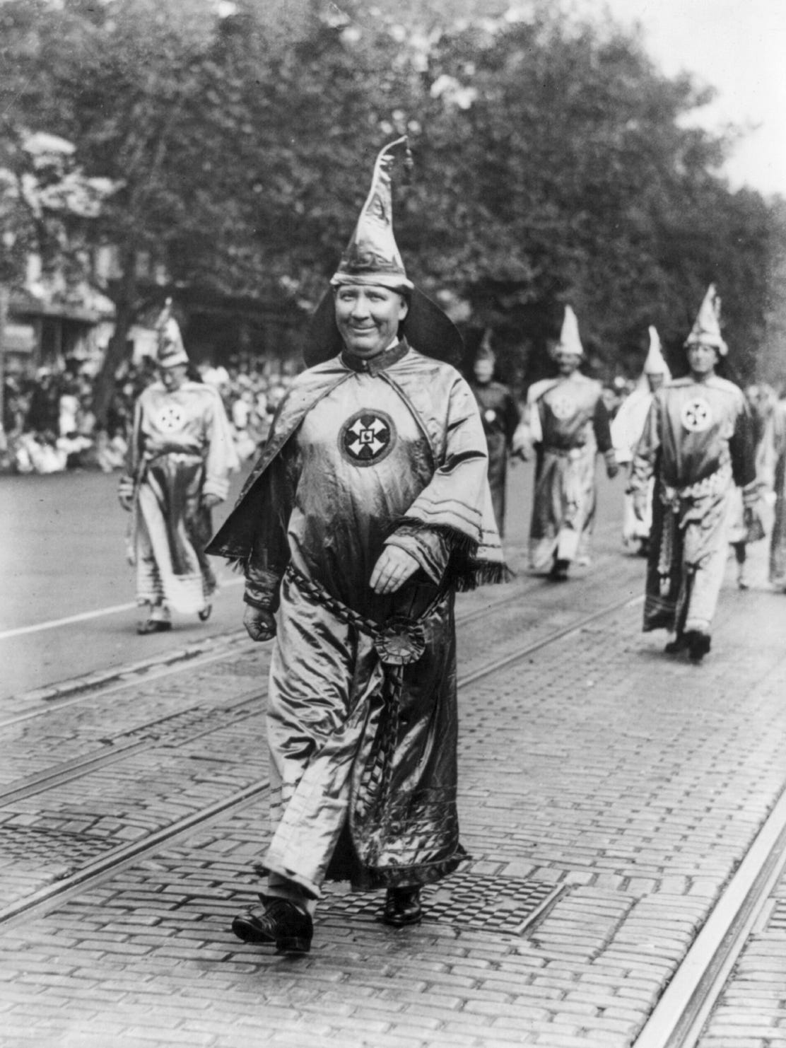 Dr. H.W. Evans, Imperial Wizard of the Ku Klux Klan, leads his Knights of the Klan in a 1926 parade in Washington, D.C. "The KKK was founded as an anti-Republican organization, not an anti-black organization," state Sen. Patrick Colbeck wrote as part of his proposed revision to social studies standards for K-12 students.