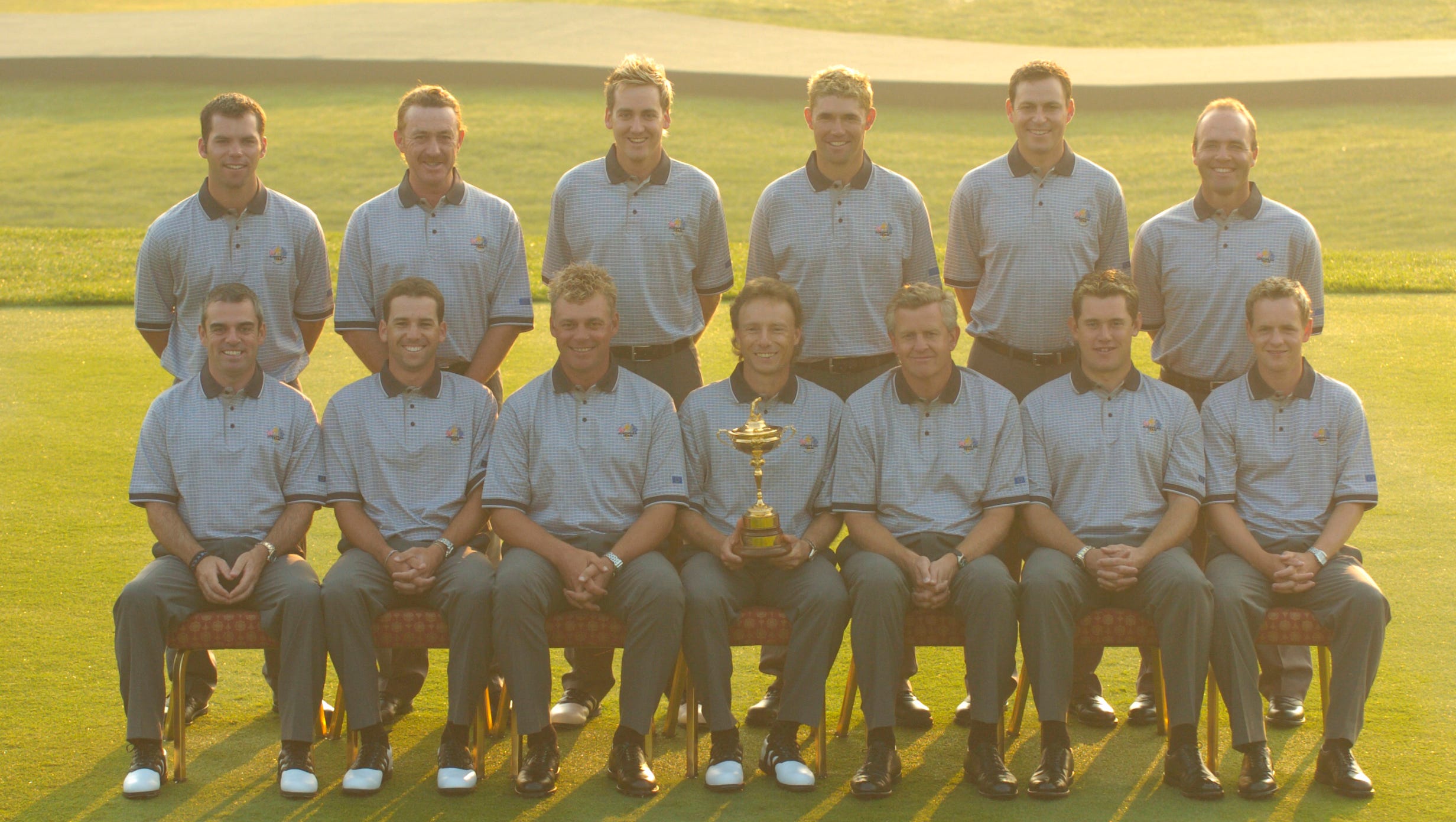Members of Team Europe pose for their official portrait prior to the 2004 Ryder Cup.
