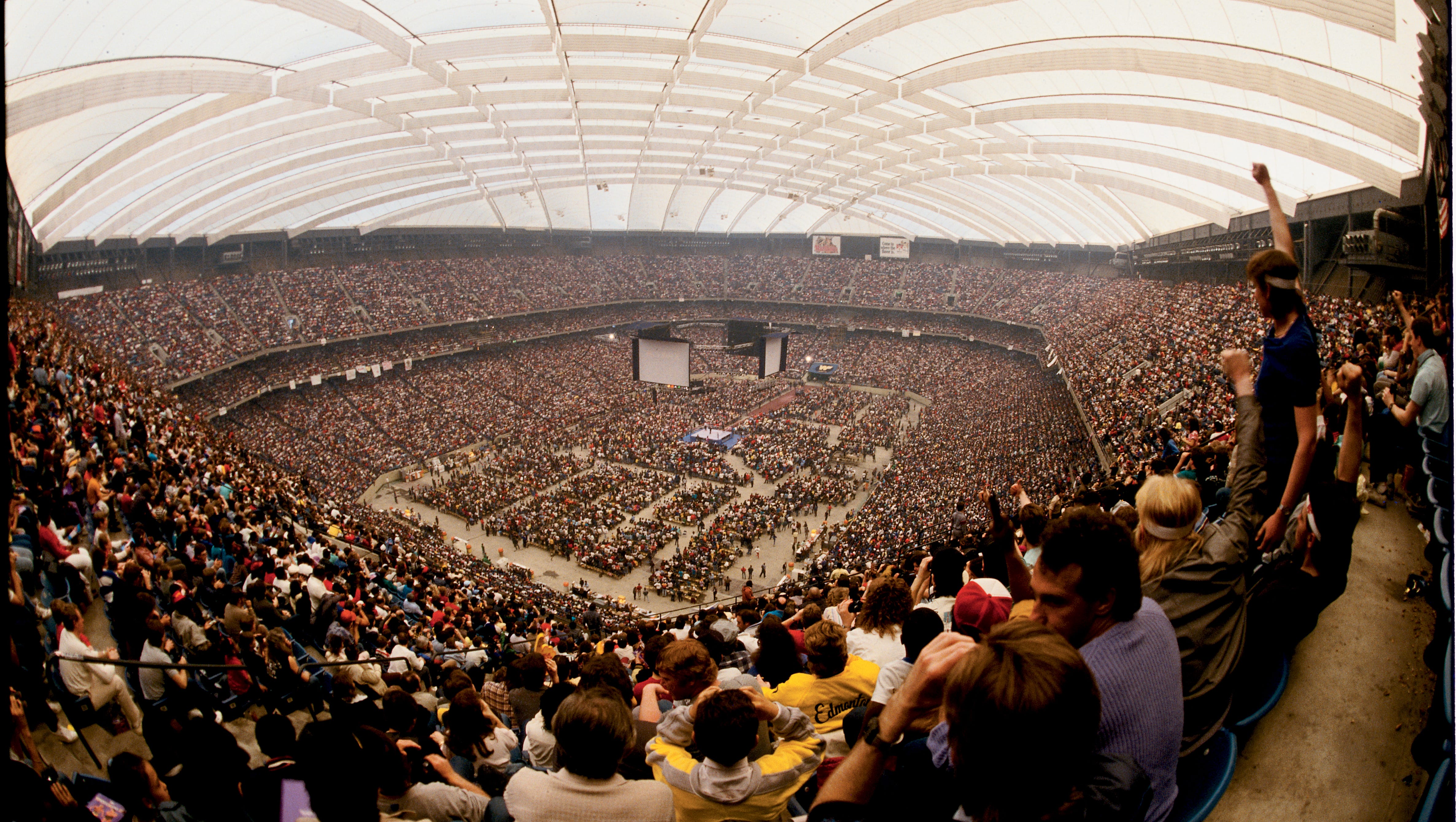 The announced attendance at the Silverdome for WrestleMania III 93,173, at the time considered the largest crowd ever for an indoor sporting event.