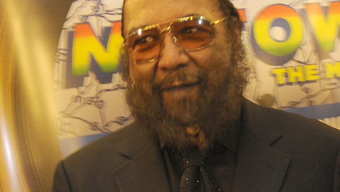 In 2014, Motown songwriter Eddie Holland poses on the red carpet before Motown the Musical opening night at Fisher Theater in Detroit.