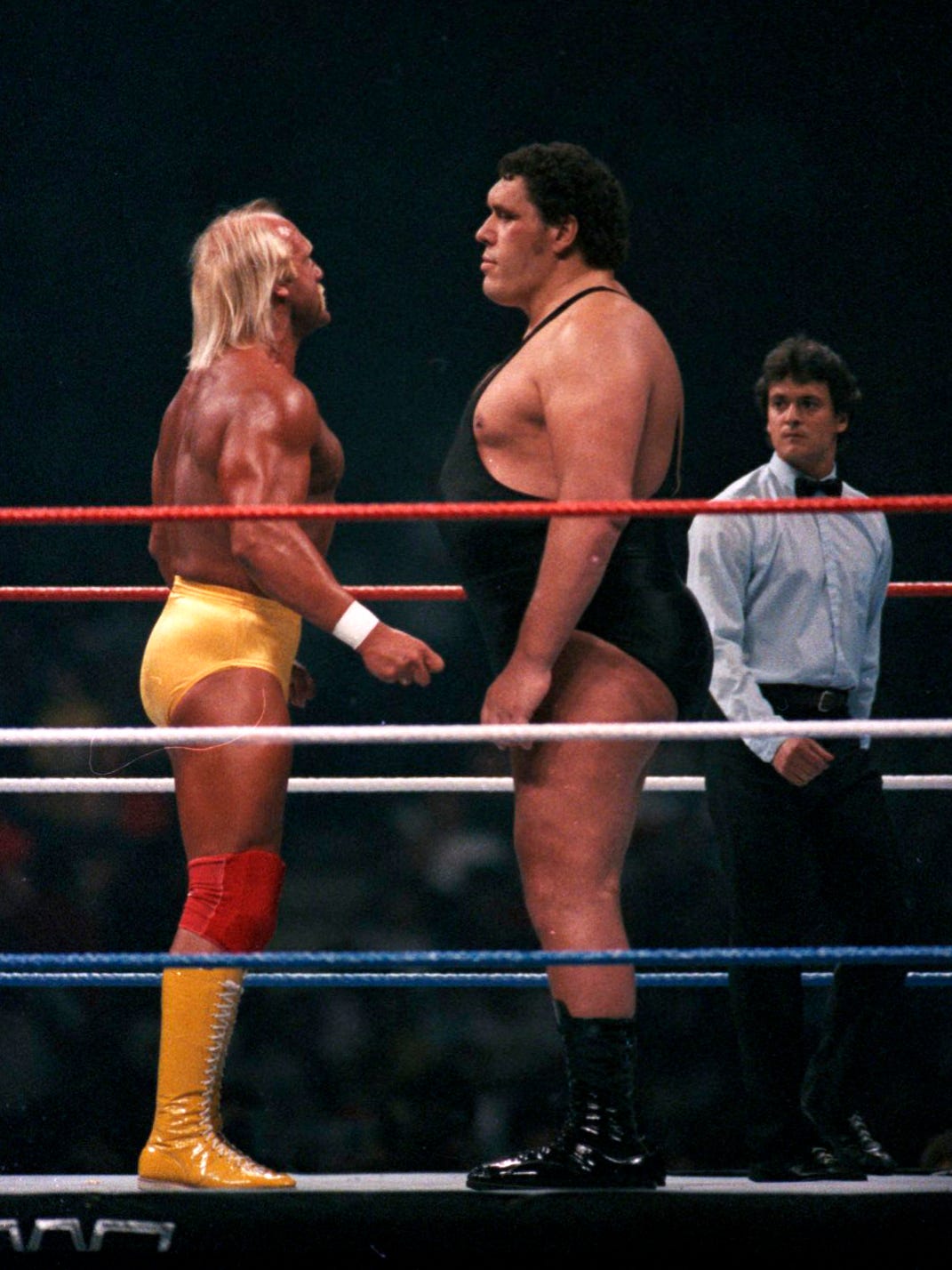 Hulk Hogan, left, and Andre the Giant wrestled in the main event at WrestleMania III on Sunday, March 29, 1987, at the Silverdome in Pontiac. It's considered one of the most famous wrestling matches of all-time.