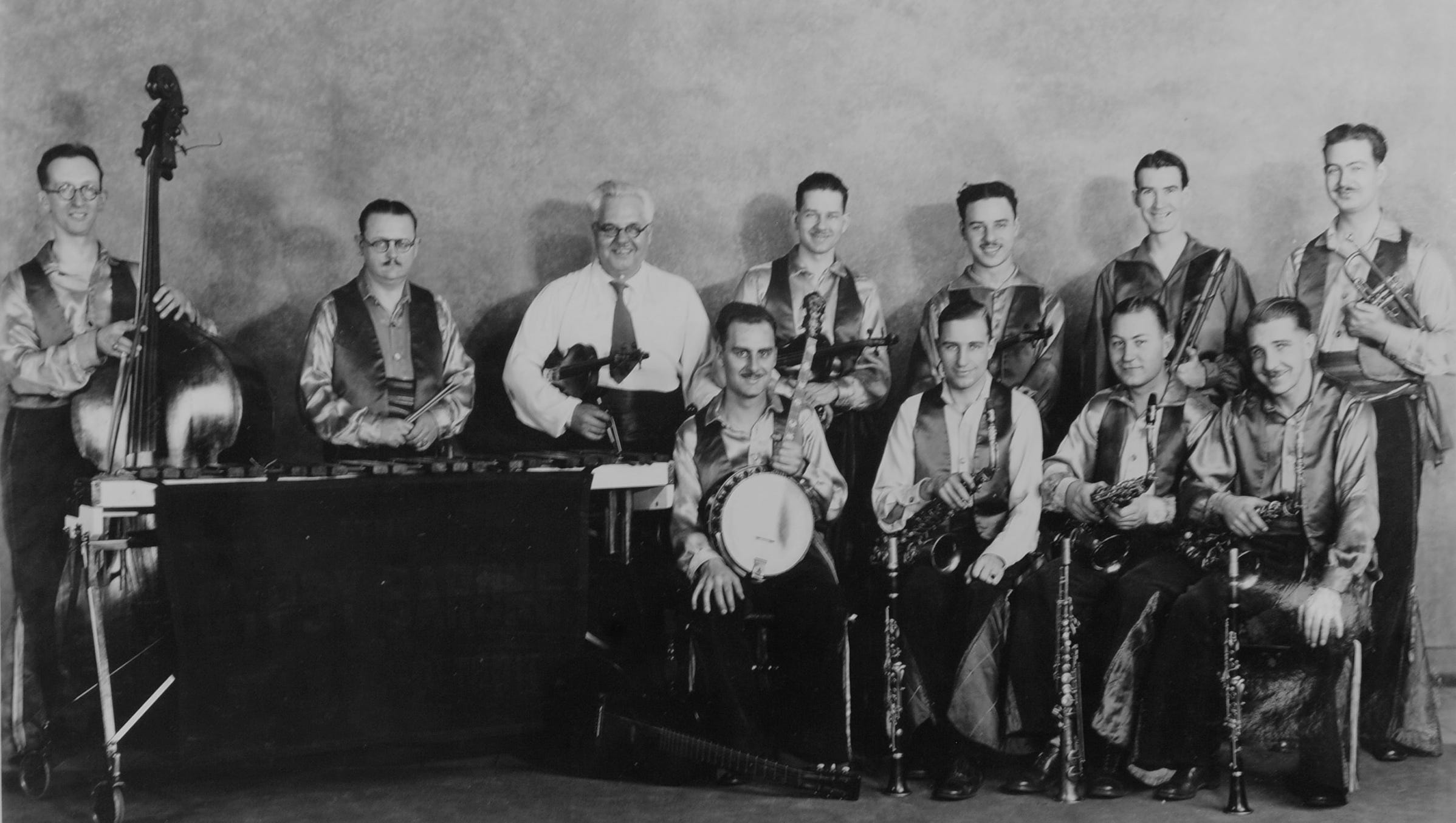 In 1927 the Gypsy Barons Orchestra replaced the WWJ-Detroit News Orchestra.  Jack Kneisel, third from left, was its conductor.