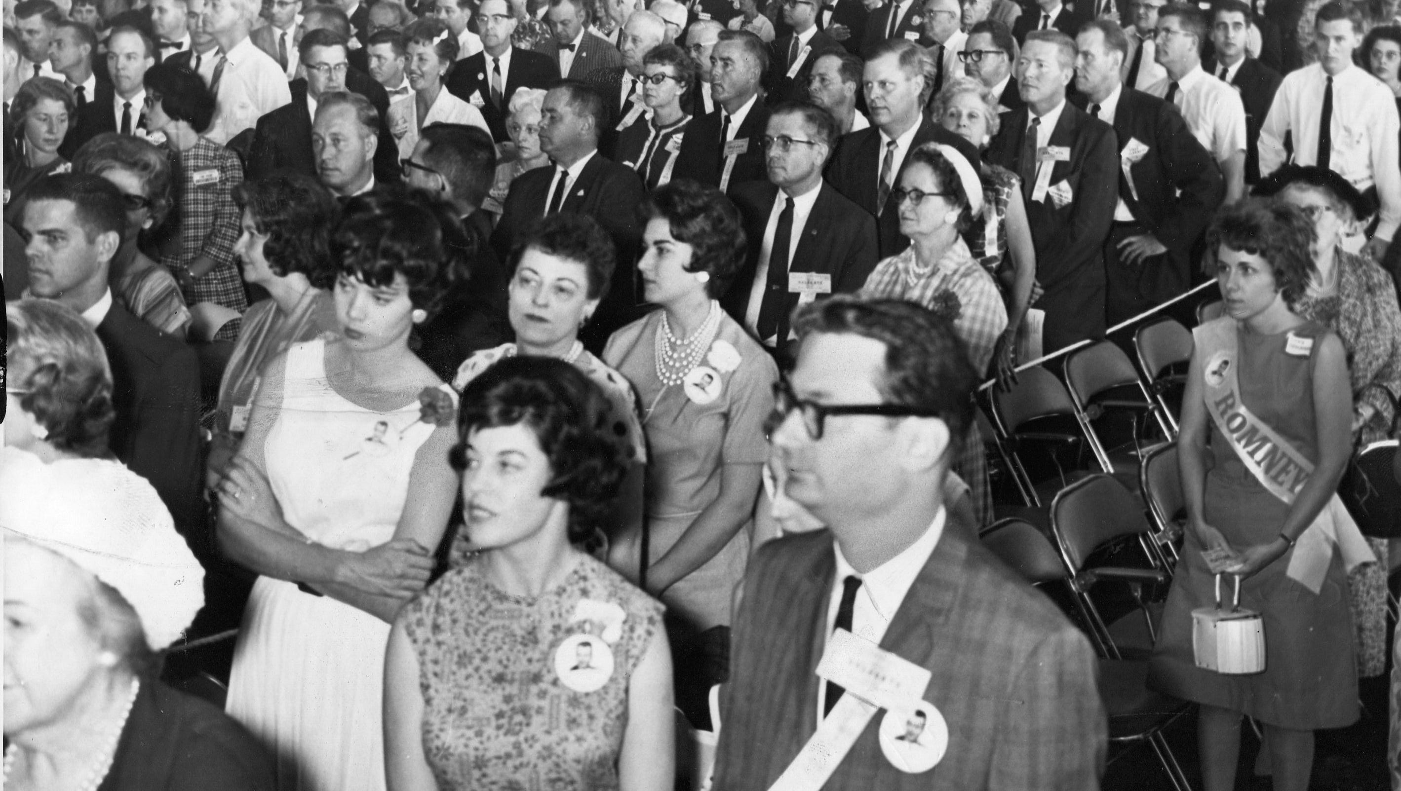 Michigan Republicans gather at Cobo in 1962, the year George Romney was elected governor of the state.