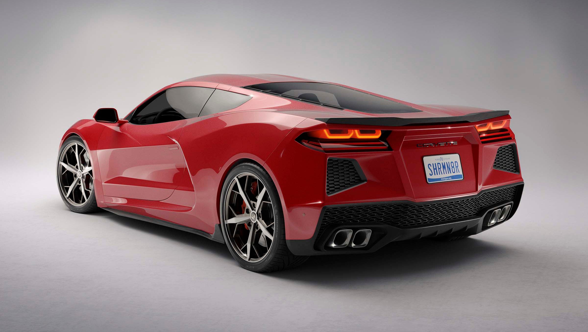 The coming, mid-engine Corvette C8 - here shown in a Car and Driver artist's rendering - would feature a push-rod V-8 engine with an aluminum frame.