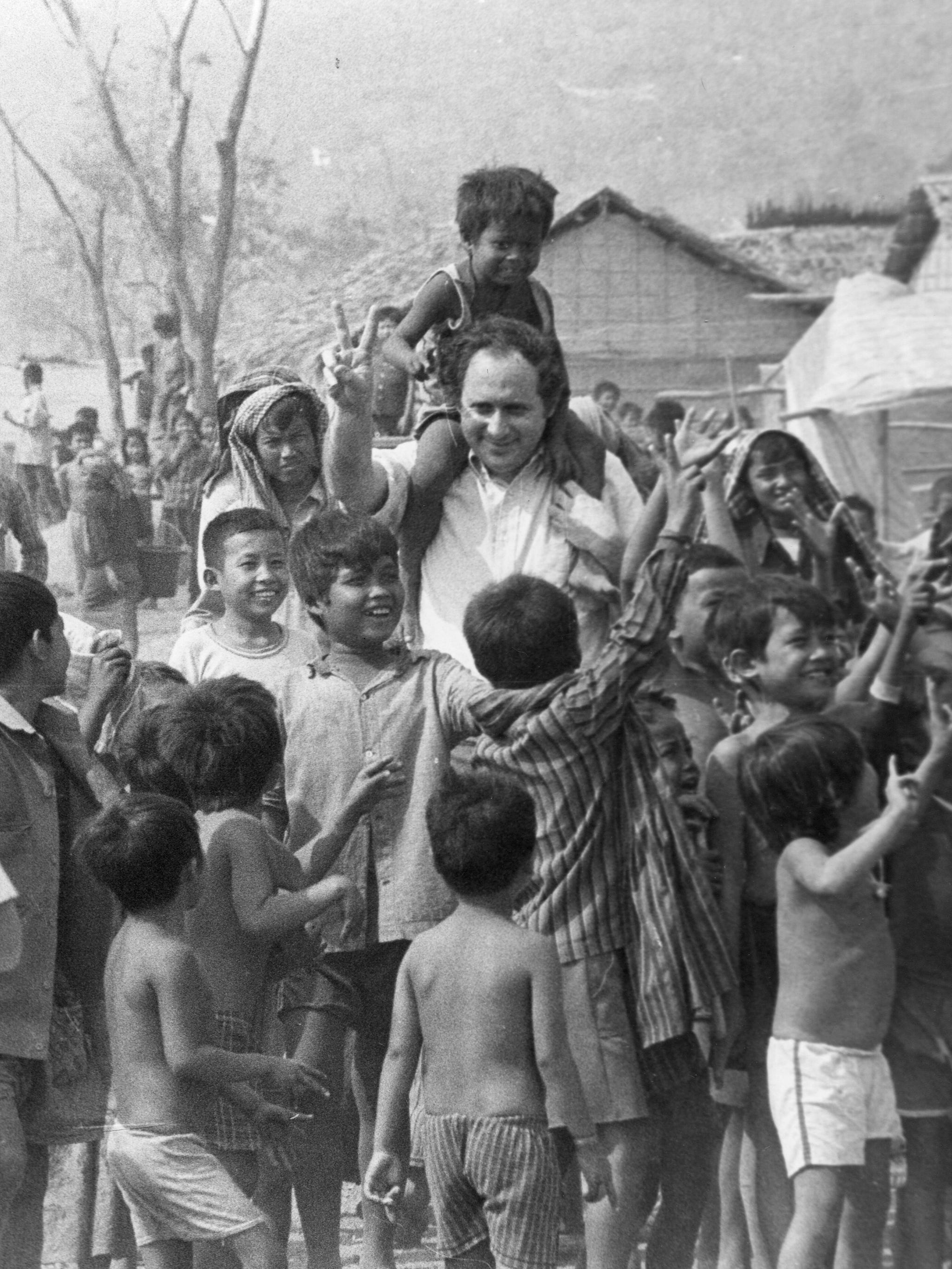 Sen. Carl Levin with Cambodian refugees in Thailand  in January  1980.
