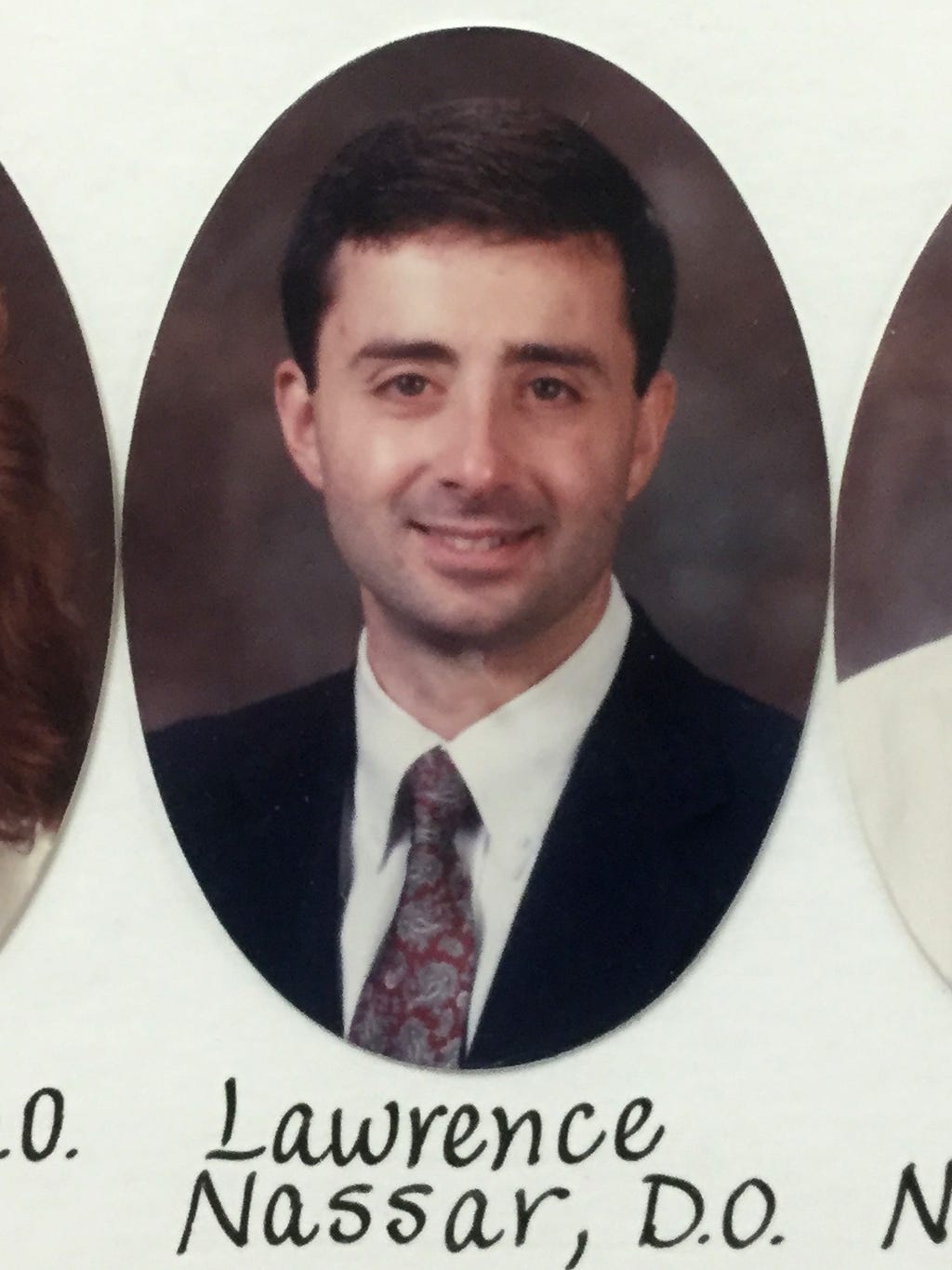 Lawrence (Larry) Nassar's photo appears in the 1993 composite of the Michigan State University College of Osteopathic Medicine.