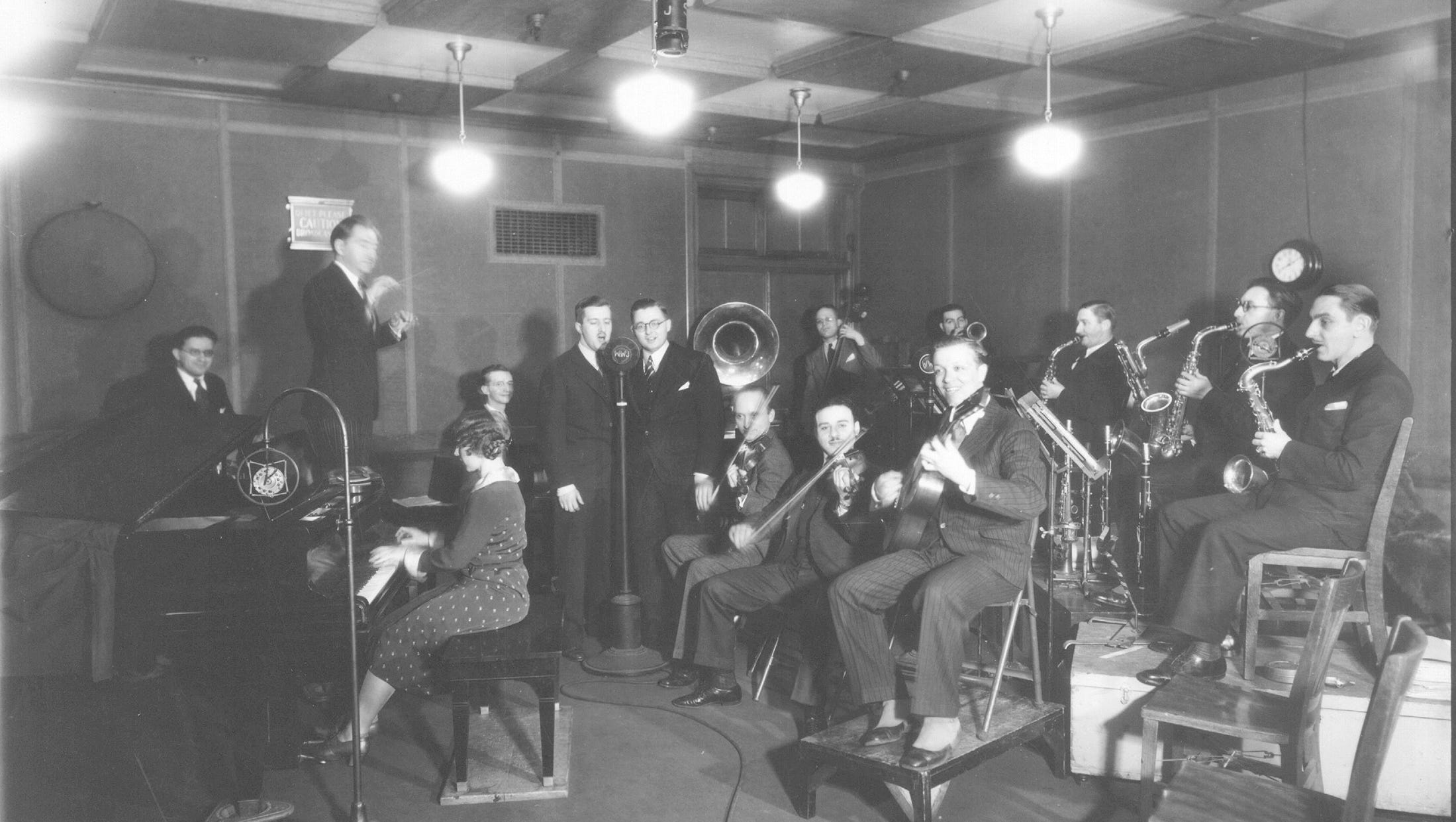The studio orchestra is in full swing in 1931.