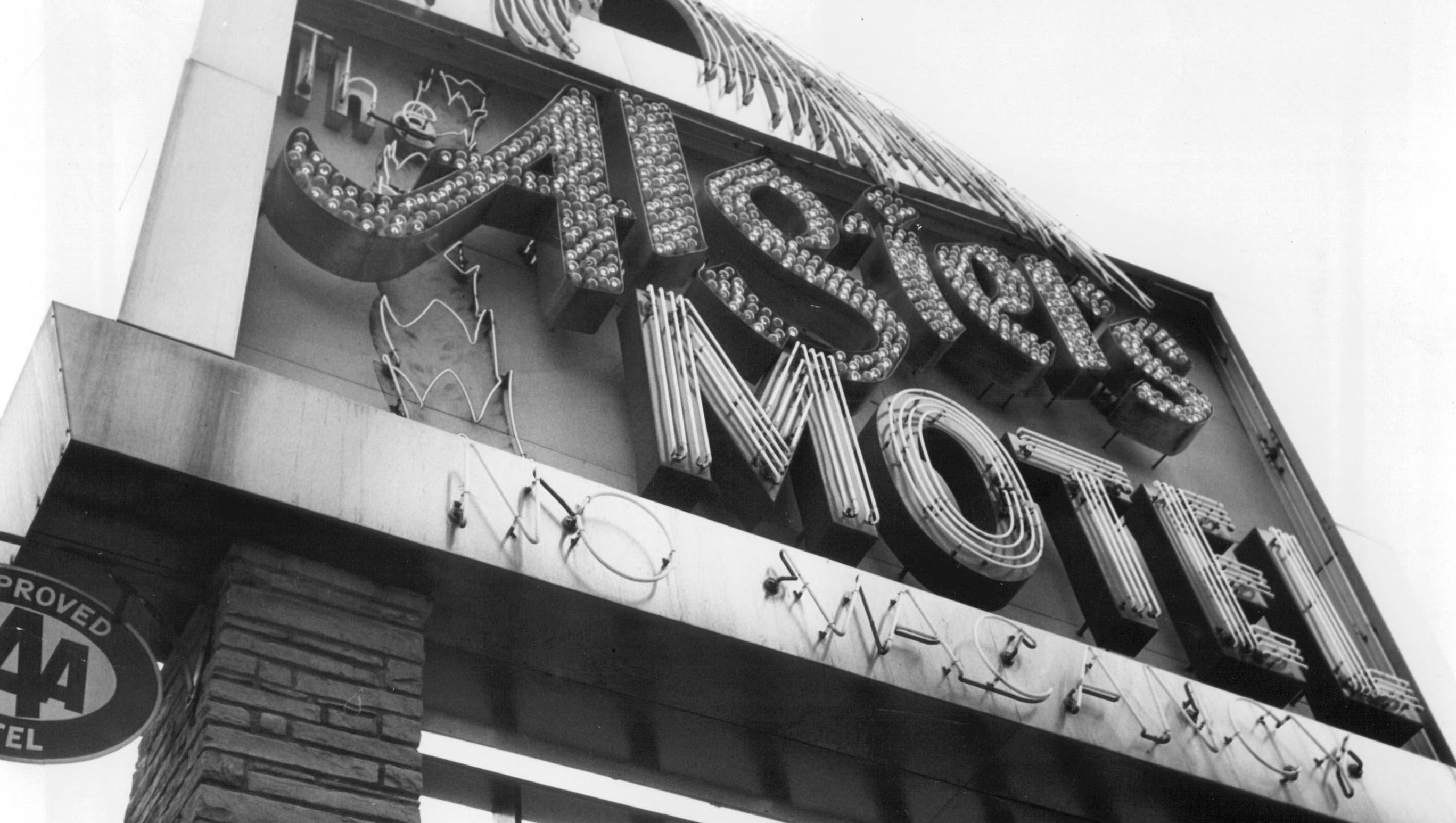 The sign for the Algiers Motel on Woodward at Virginia Park  is seen in 1967.