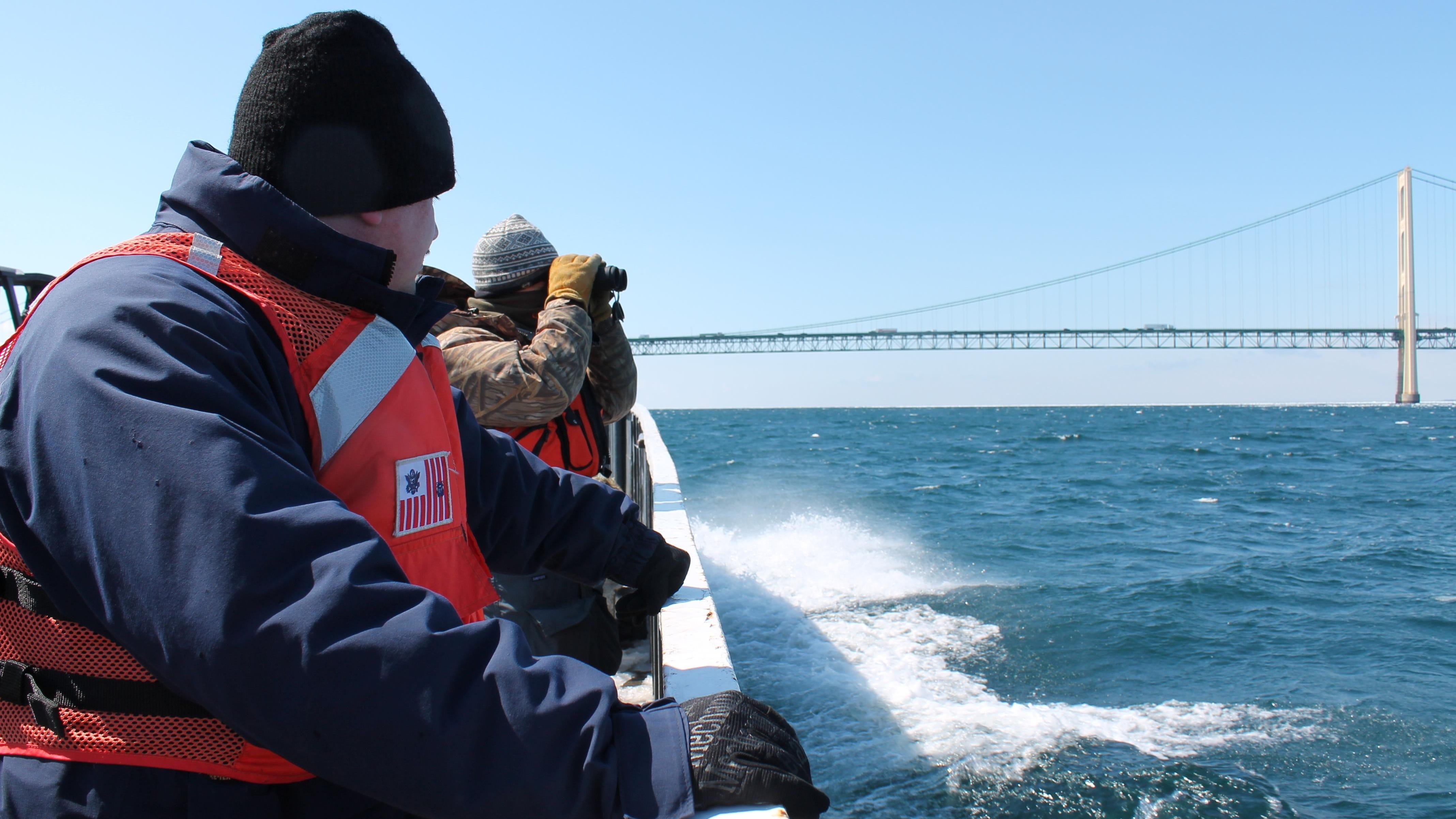 The Coast Guard investigates a mineral oil spill last week at the Straits of Mackinac. Enbridge said that three small dents exist in the Line 5 pipeline but pose no threat to causing a leak, the state said.