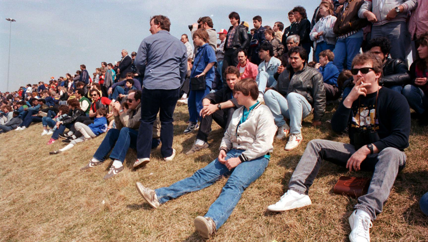 Wrestling fans wait outside the Silverdome before WrestleMania III, which began at 4 p.m. local time and was shown nationwide, on closed-circuit and Pay-Per-View.
