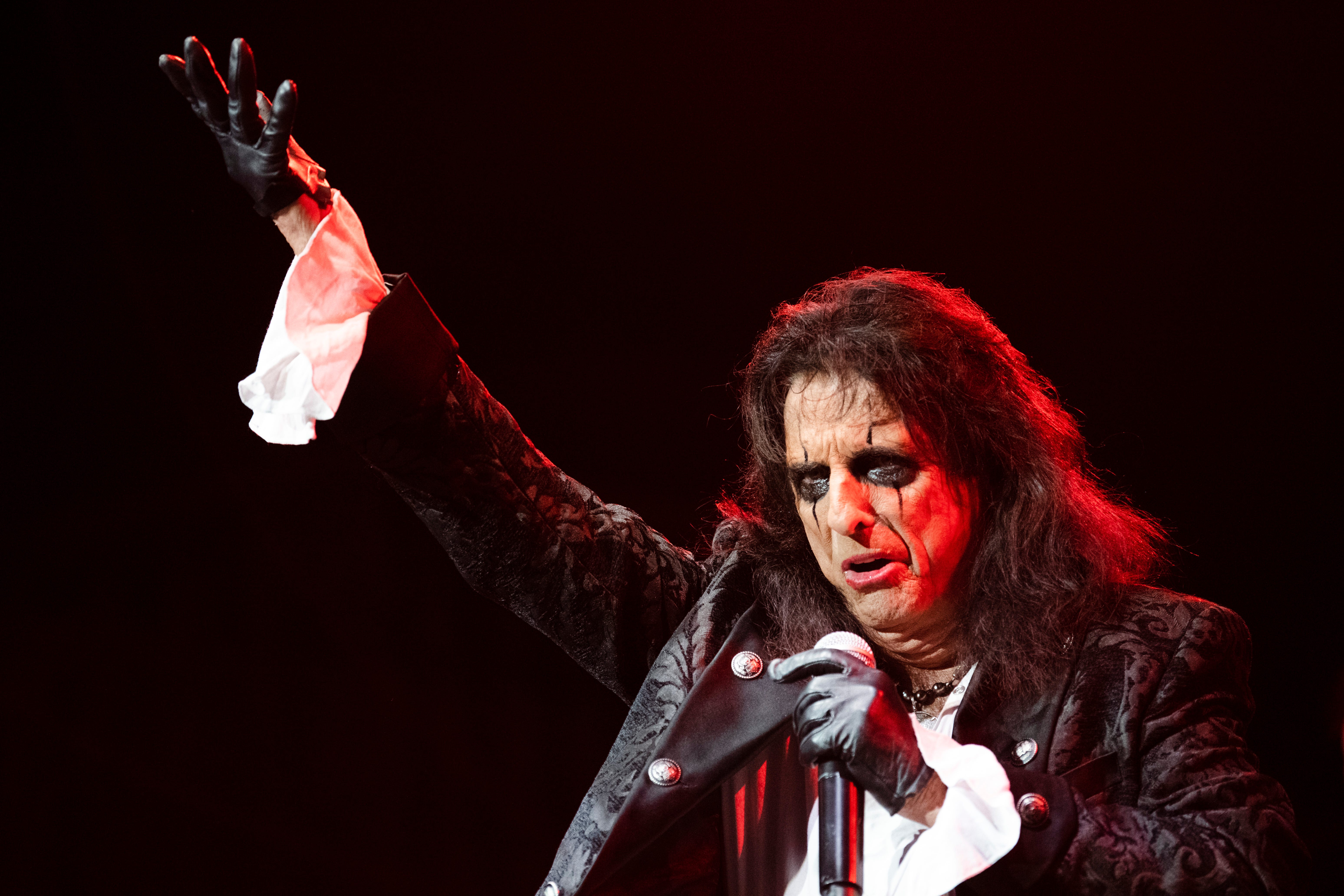 The original shock rocker, 75-year-old Alice Cooper, owns the stage while performing at the Freaks on Parade tour stop at Pine Knob in Clarkston on Tuesday, September 5, 2023.