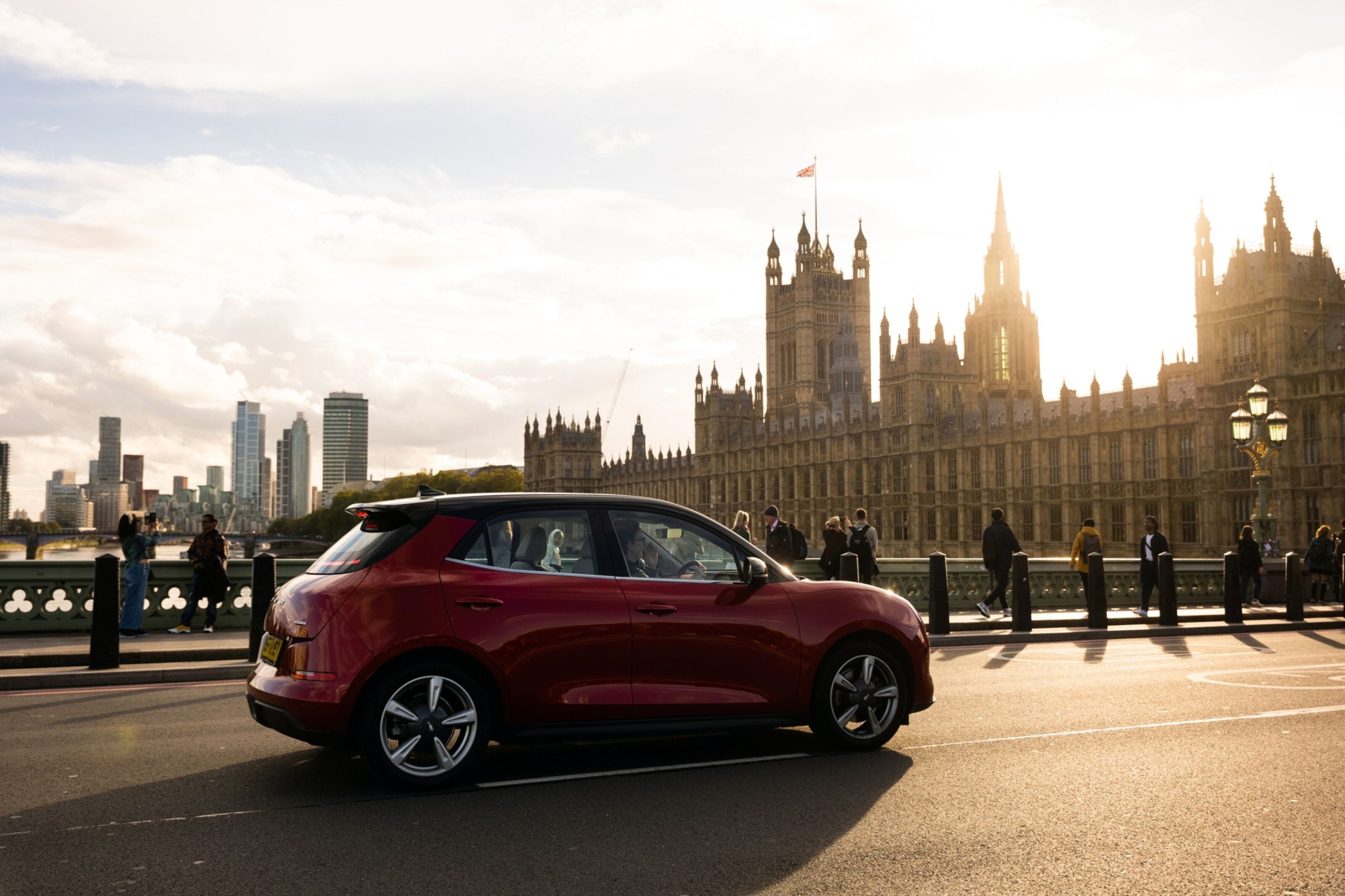 Test-driving the Ora Funky Cat EV in London on Oct. 24. MUST CREDIT: Bloomberg photo by Jose Sarmento Matos