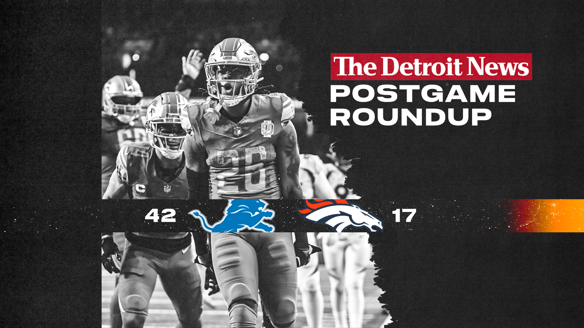 Here's a roundup of all of The Detroit News' coverage from the Detroit Lions' 42-17 win over the Denver Broncos at Ford Field in Detroit.