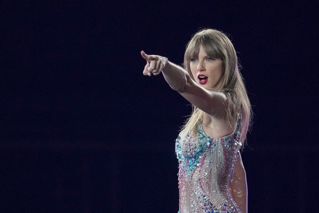 Taylor Swift performs as part of the "Eras Tour" at the Tokyo Dome on Wednesday in Tokyo.